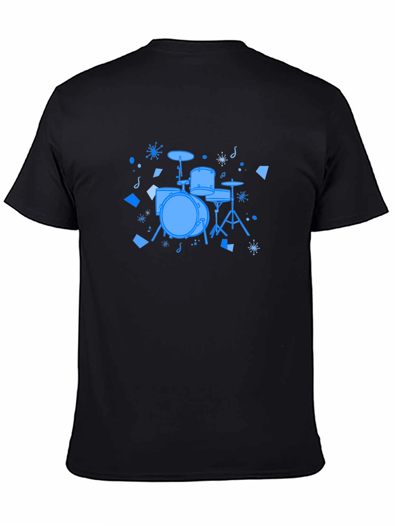 Black Drum Set Graphic Tee - Black Cotton T-Shirt view 4