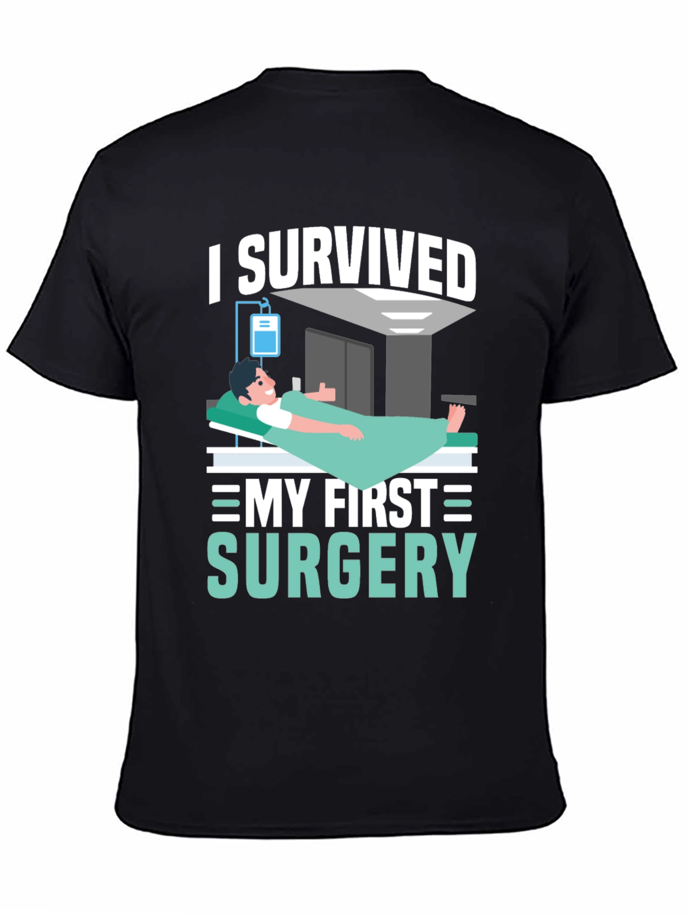 Black I Survived My First Surgery Graphic T-Shirt view 4