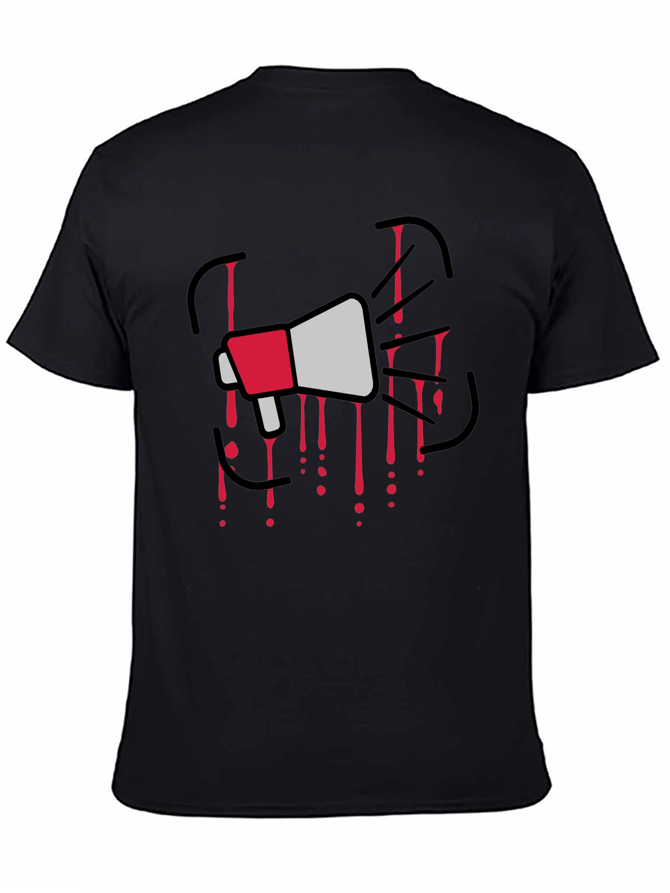 Black Megaphone Graphic Print Black T-Shirt view 4