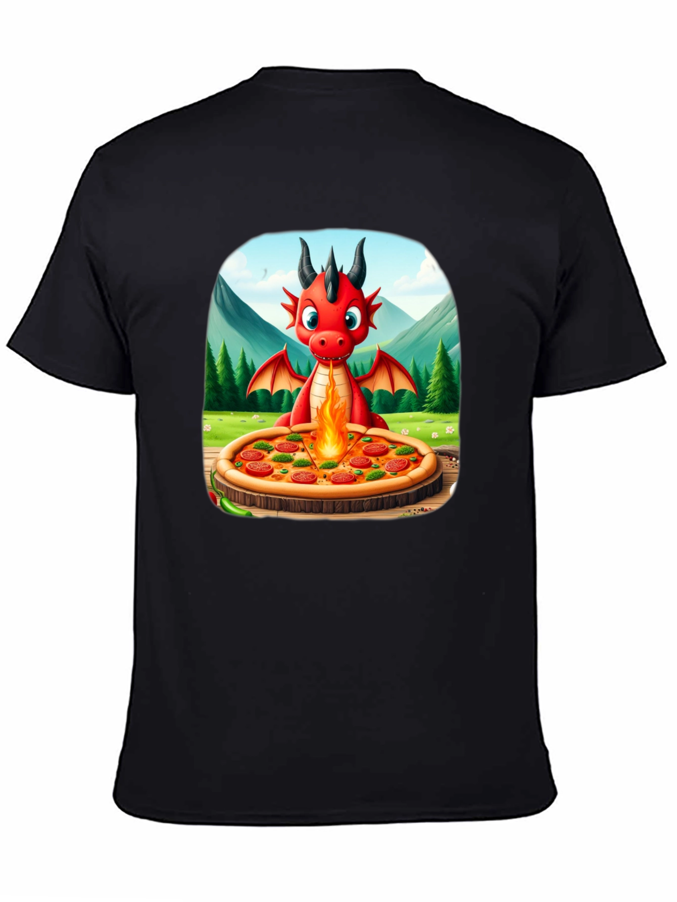 Black Dragon Pizza T-Shirt - Fun Graphic Tee view 4