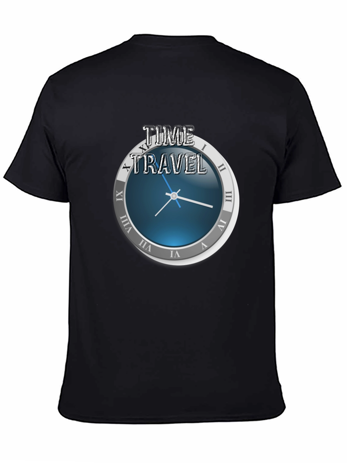Black Time Travel Graphic T-Shirt - Novelty Design view 4