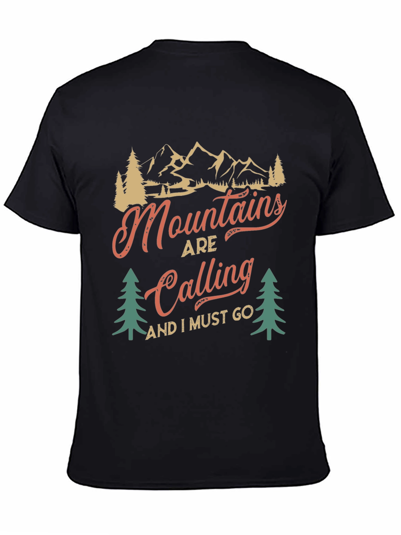 Black Mountains Are Calling Black Graphic Tee view 4