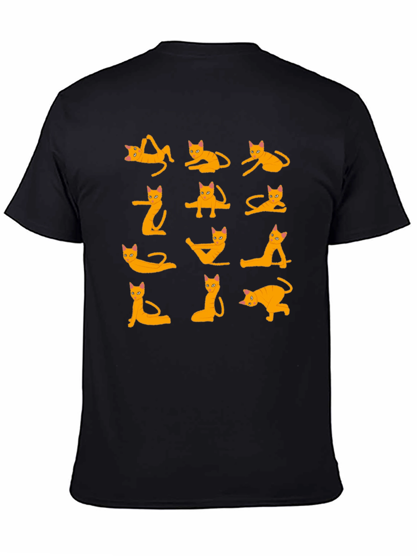 Black Yoga Cats Black T-Shirt view 4