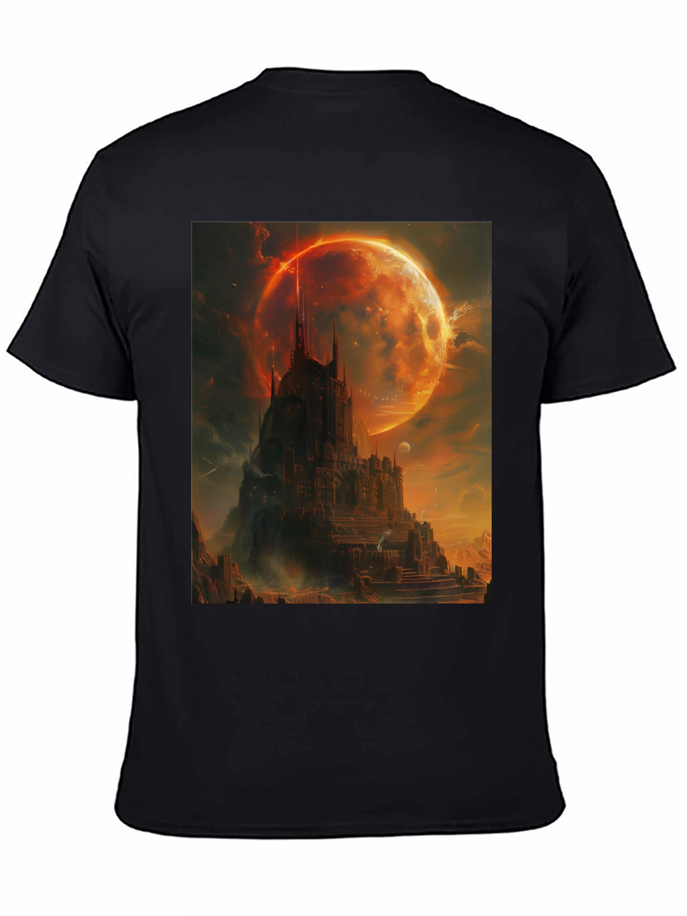 Black Fantasy Castle Graphic T-Shirt - Men's Black Tee view 4