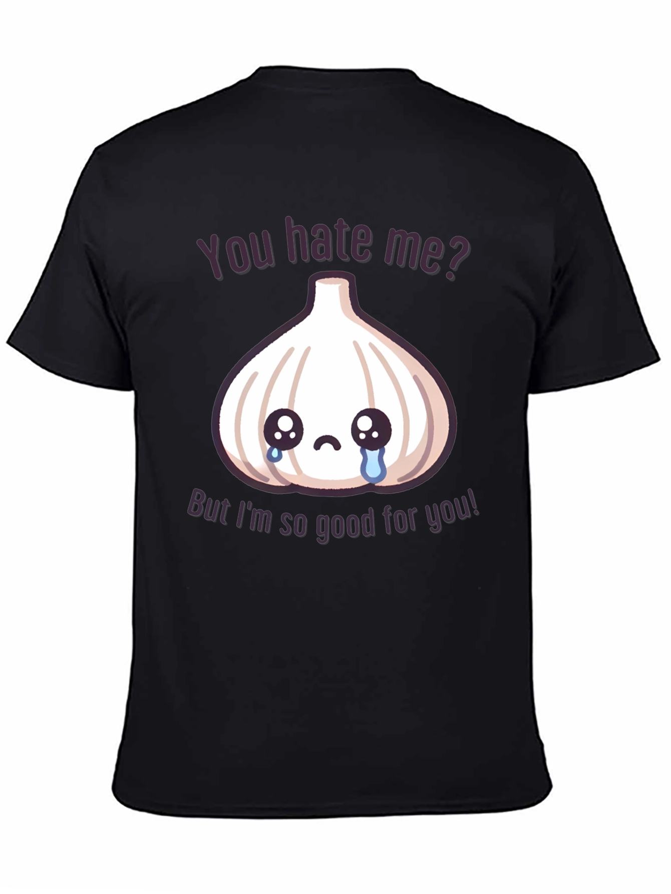 Black Funny Garlic Graphic T-Shirt - You Hate Me? view 4