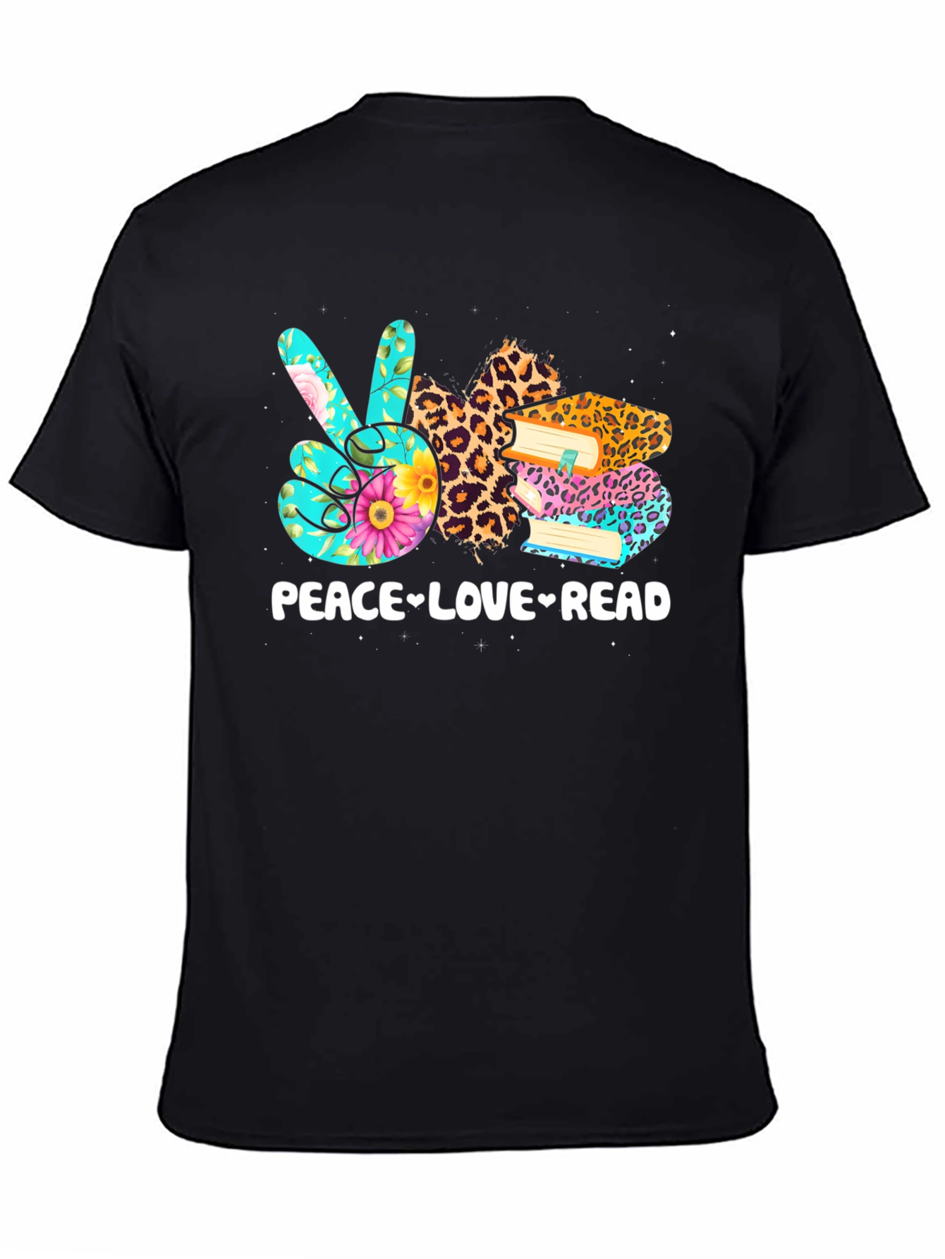 Black Peace Love Read T-Shirt | Book Lover Tee view 4