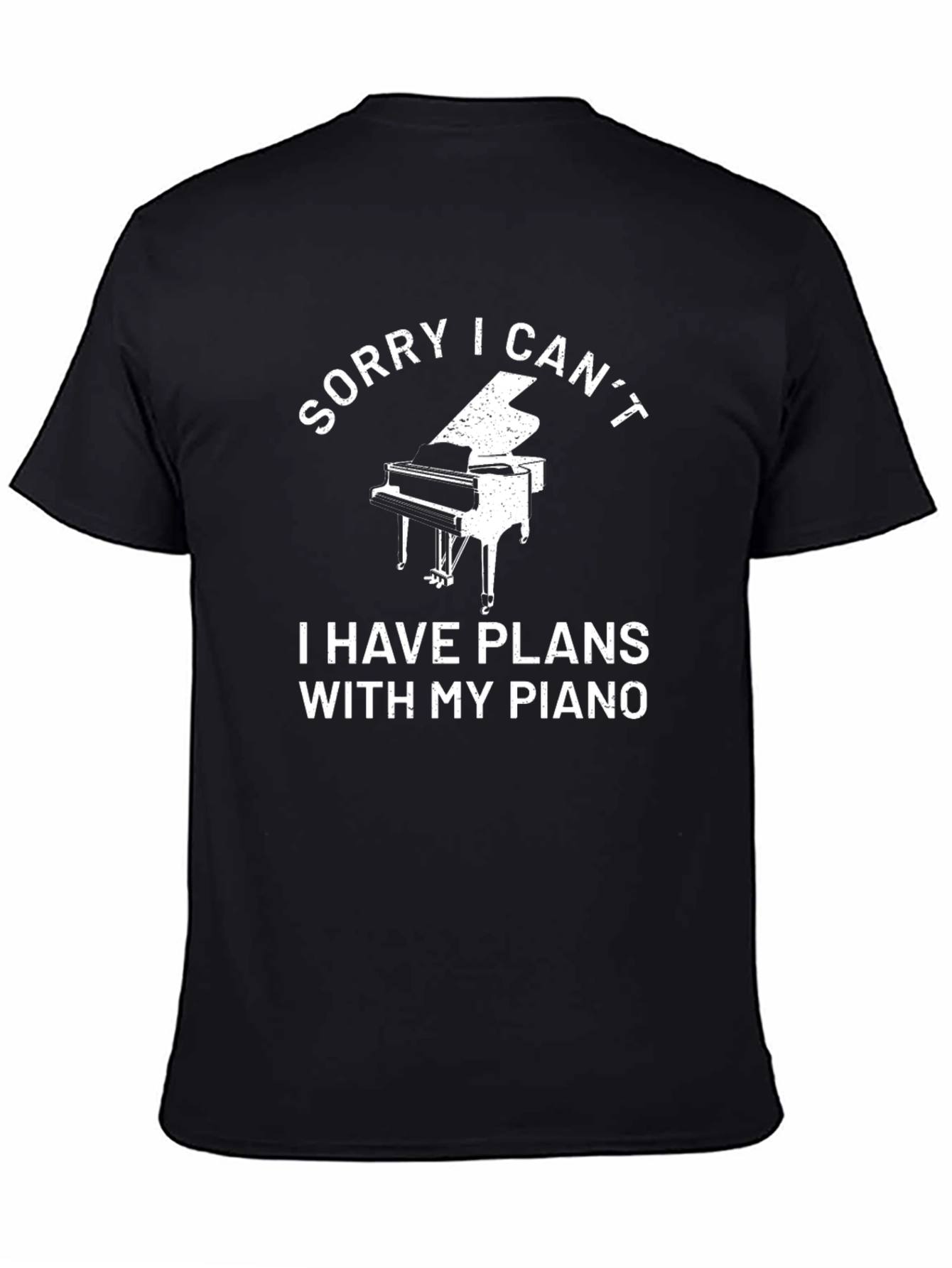Black Funny Piano Player Black T-Shirt view 4