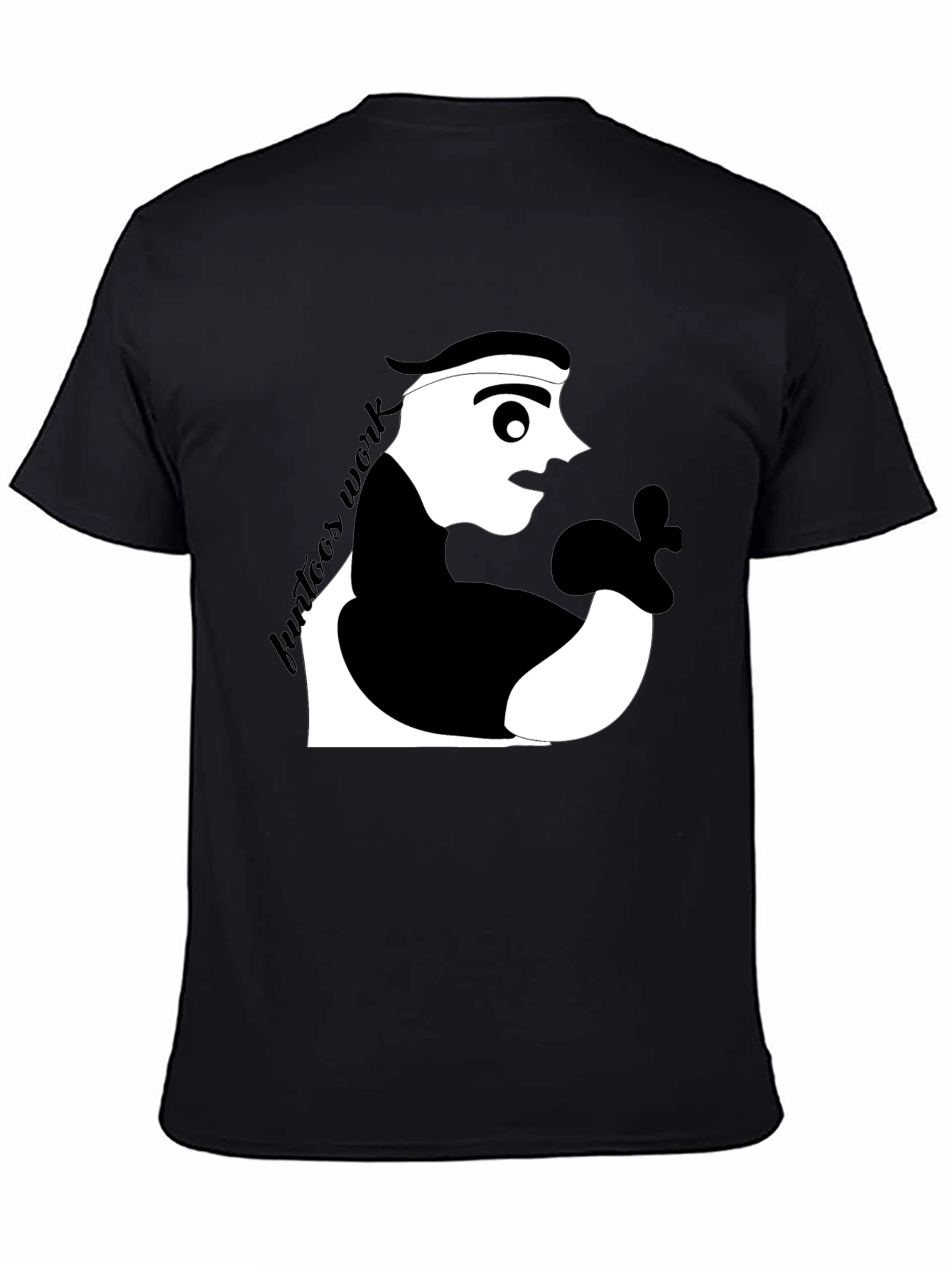Black Cool Graphic Tee: Funtoon's Work Black T-Shirt view 4