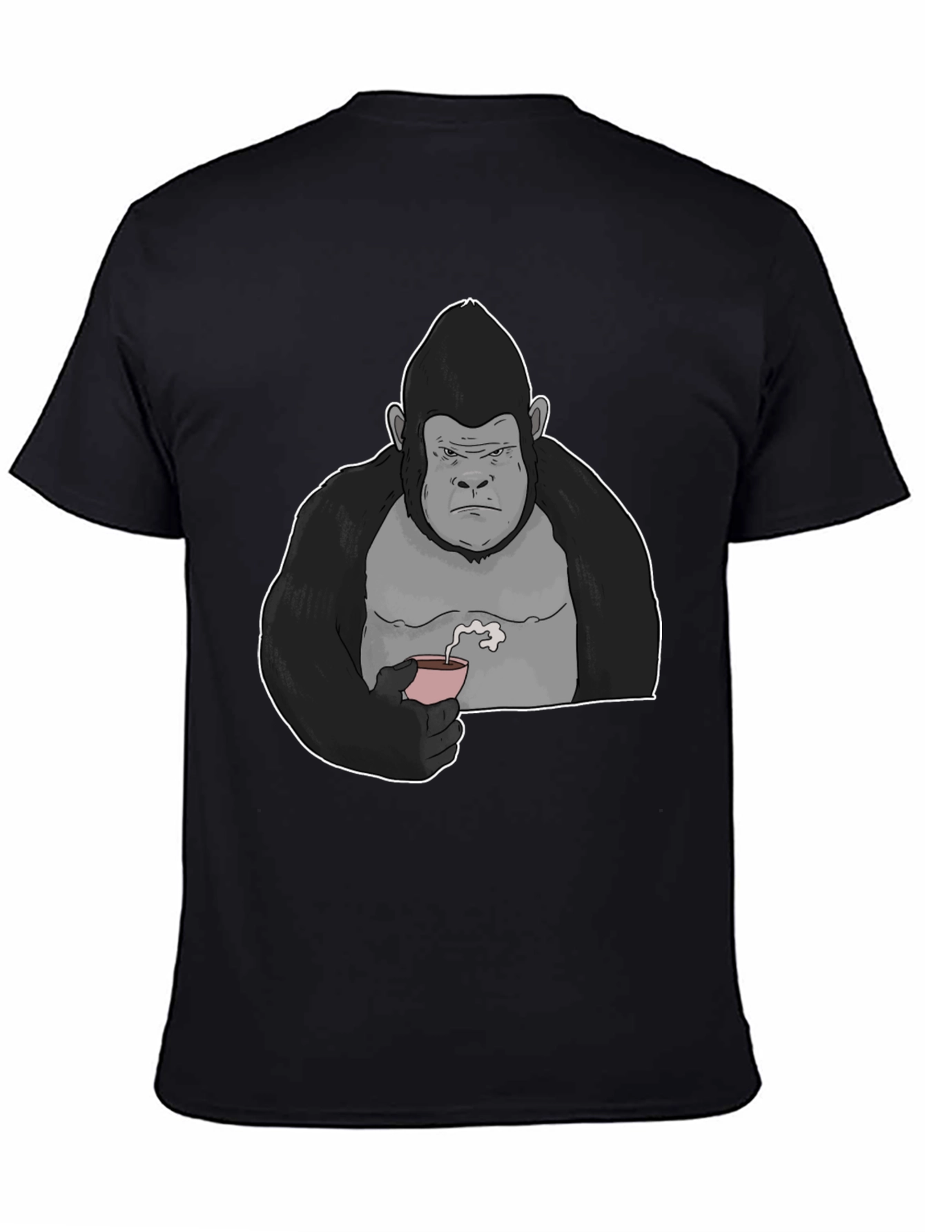 Black Gorilla Tea Sipping Graphic Tee - Black view 4