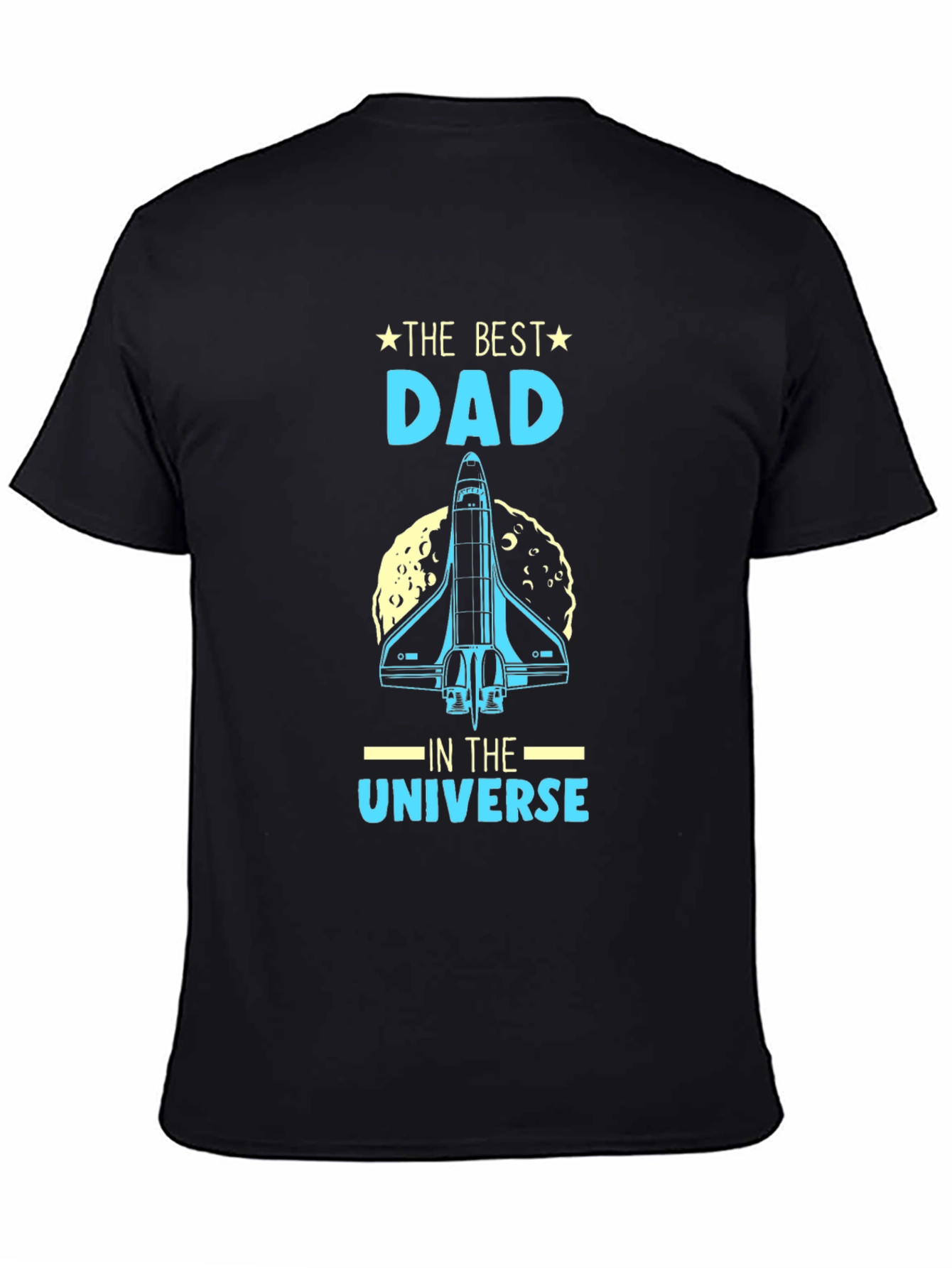 Black Best Dad in the Universe T-Shirt - Space Shuttle Design view 4