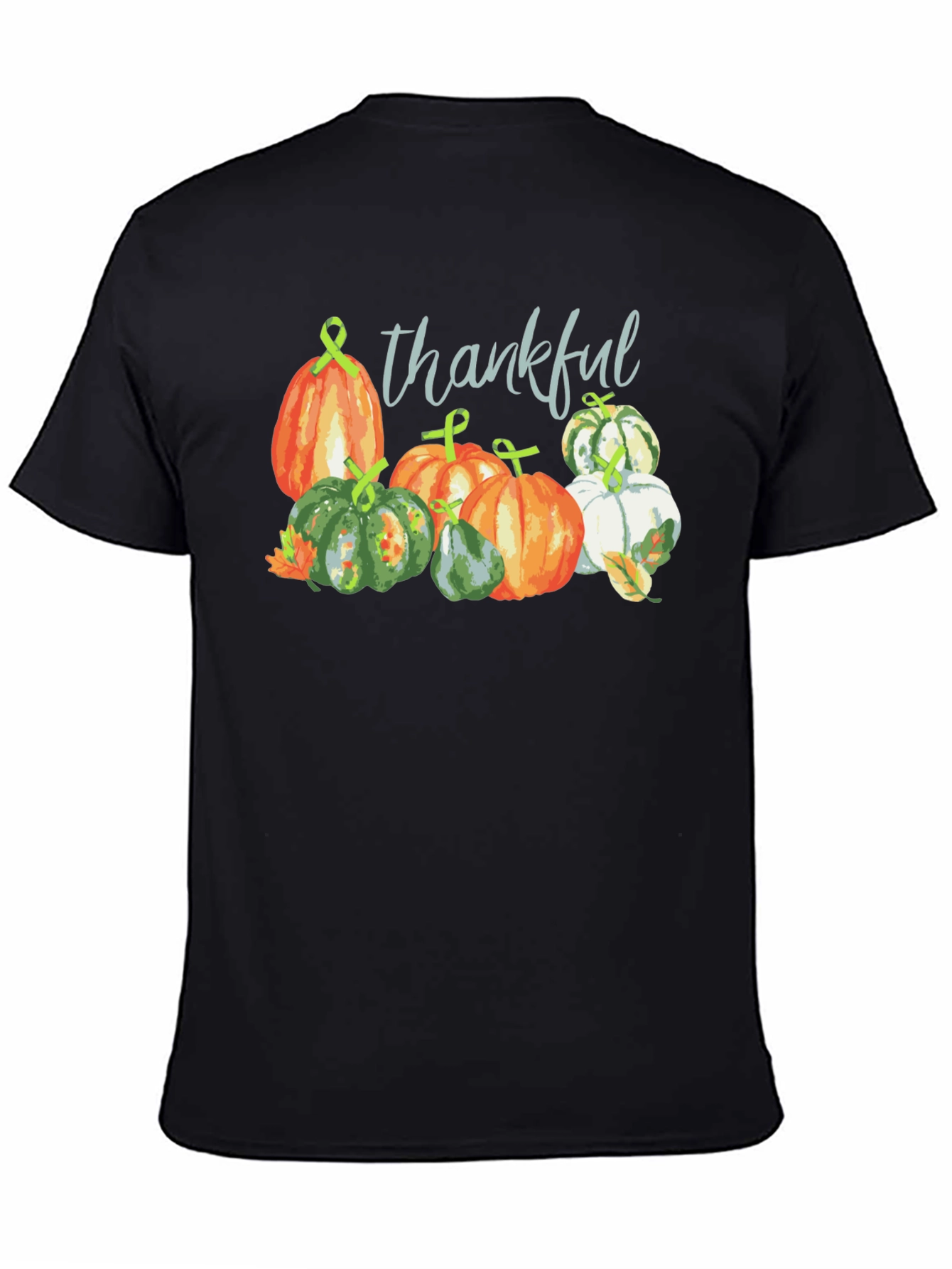 Black Thankful Pumpkin Patch Black T-Shirt Fall Season Tee view 4