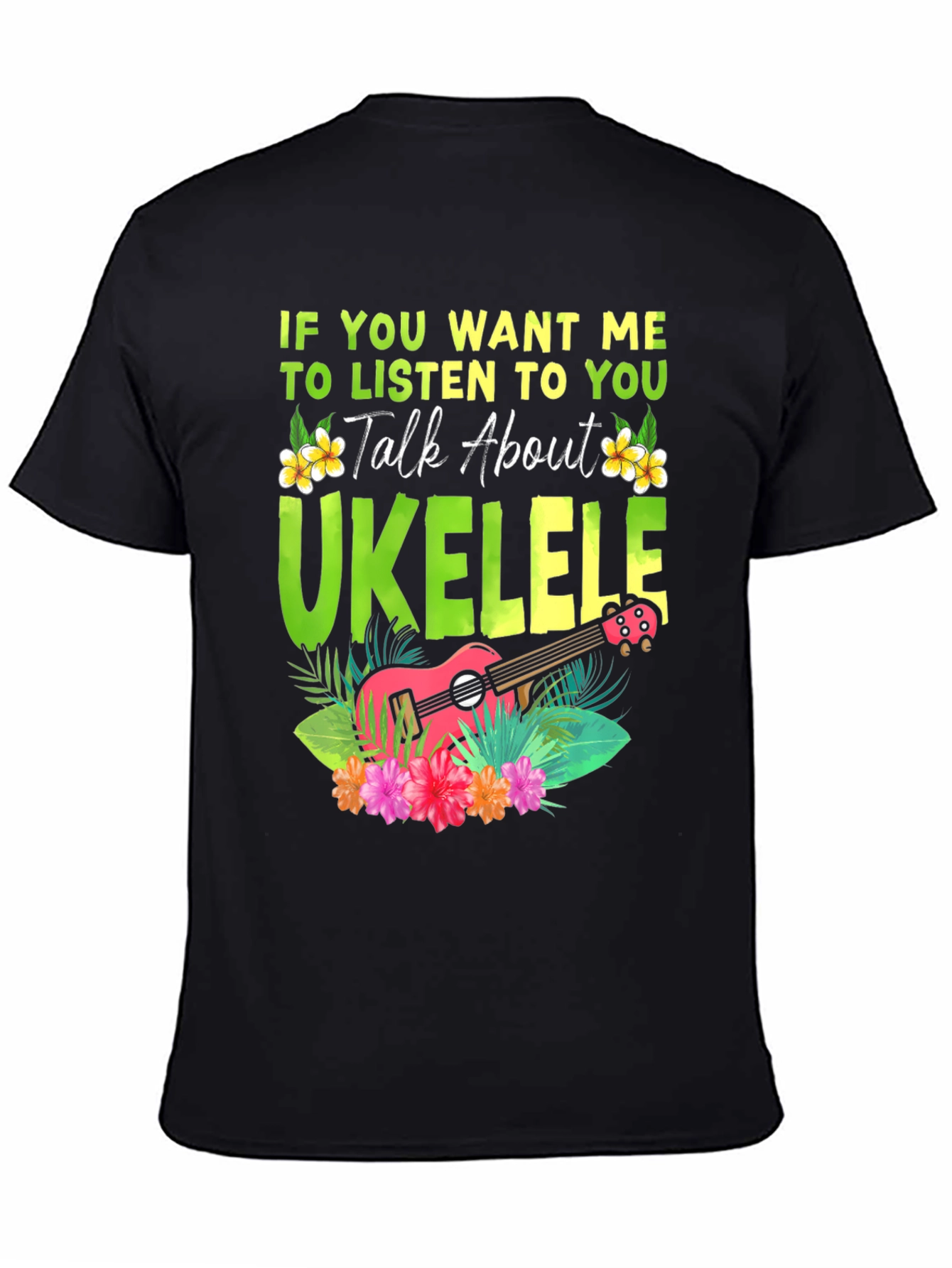Black Ukulele Lover T-Shirt - Talk About Ukulele Tee view 4