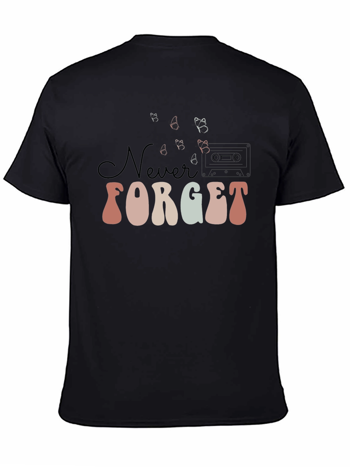 Black Retro Never Forget Graphic Tee view 4