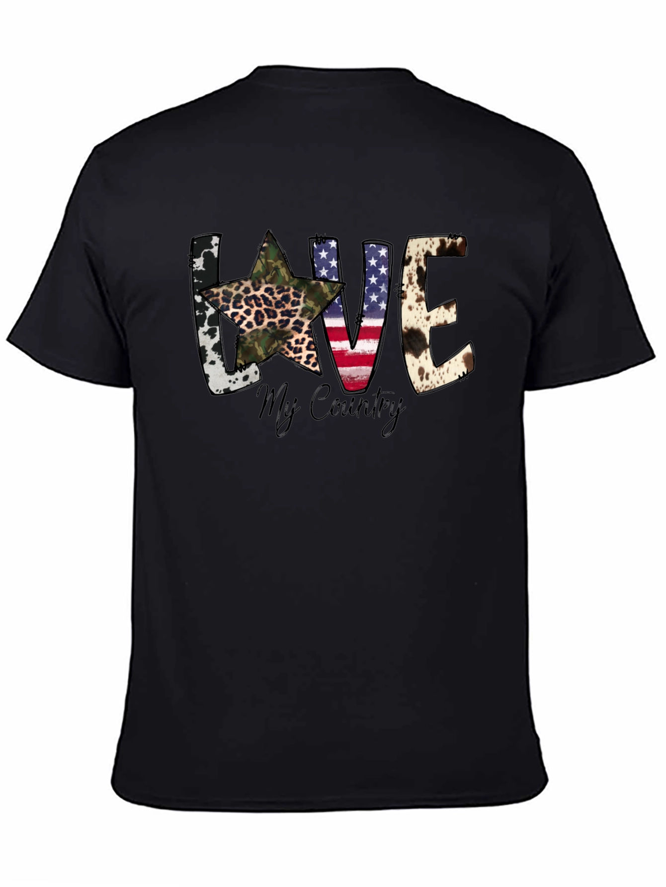 Black Love My Country Patriotic T-Shirt view 4