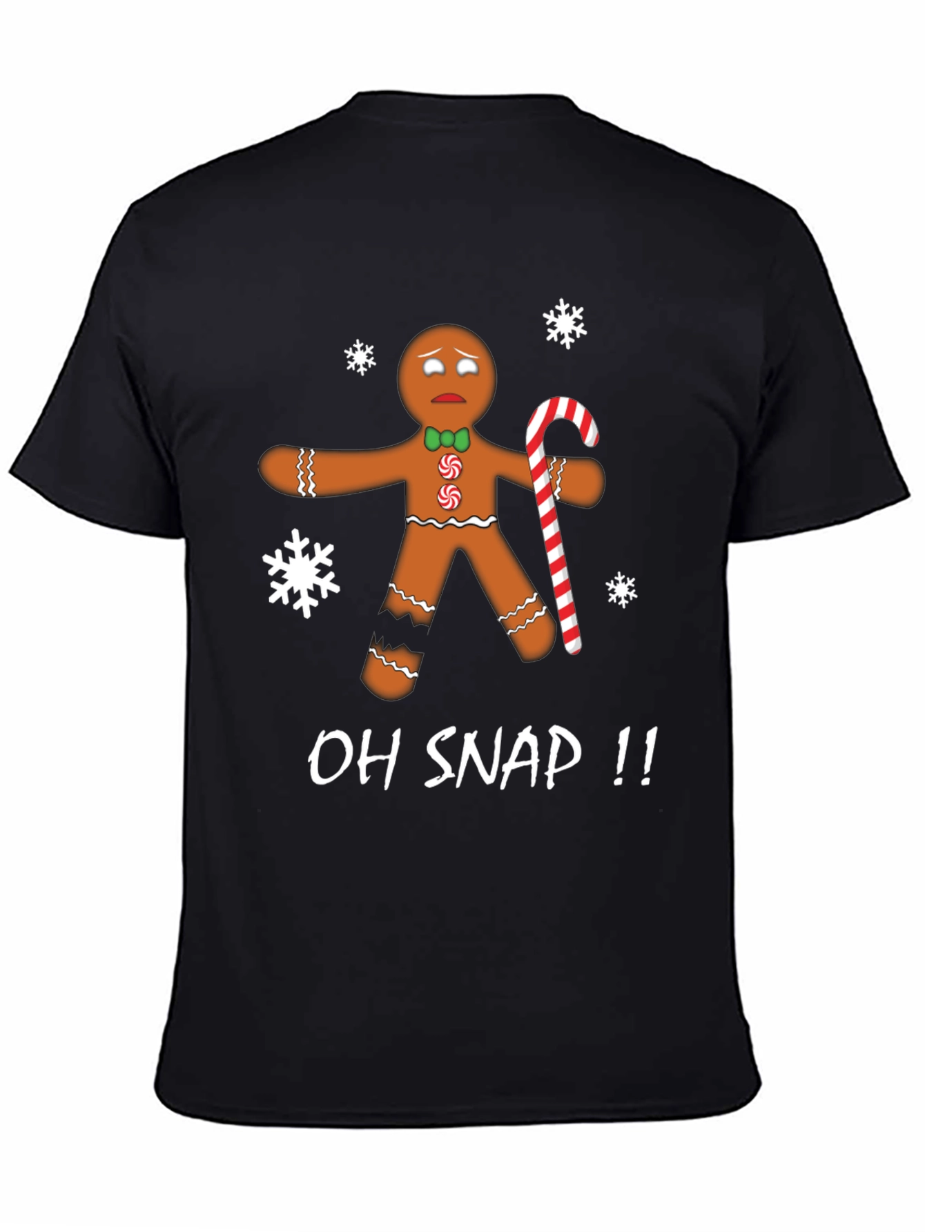 Black Oh Snap Gingerbread T-Shirt - Christmas Holiday Tee view 4