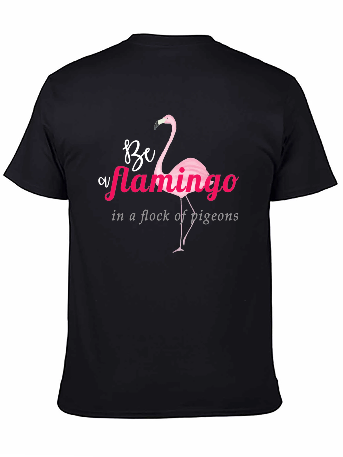 Black Be a Flamingo Graphic Tee - Black Cotton T-Shirt view 4