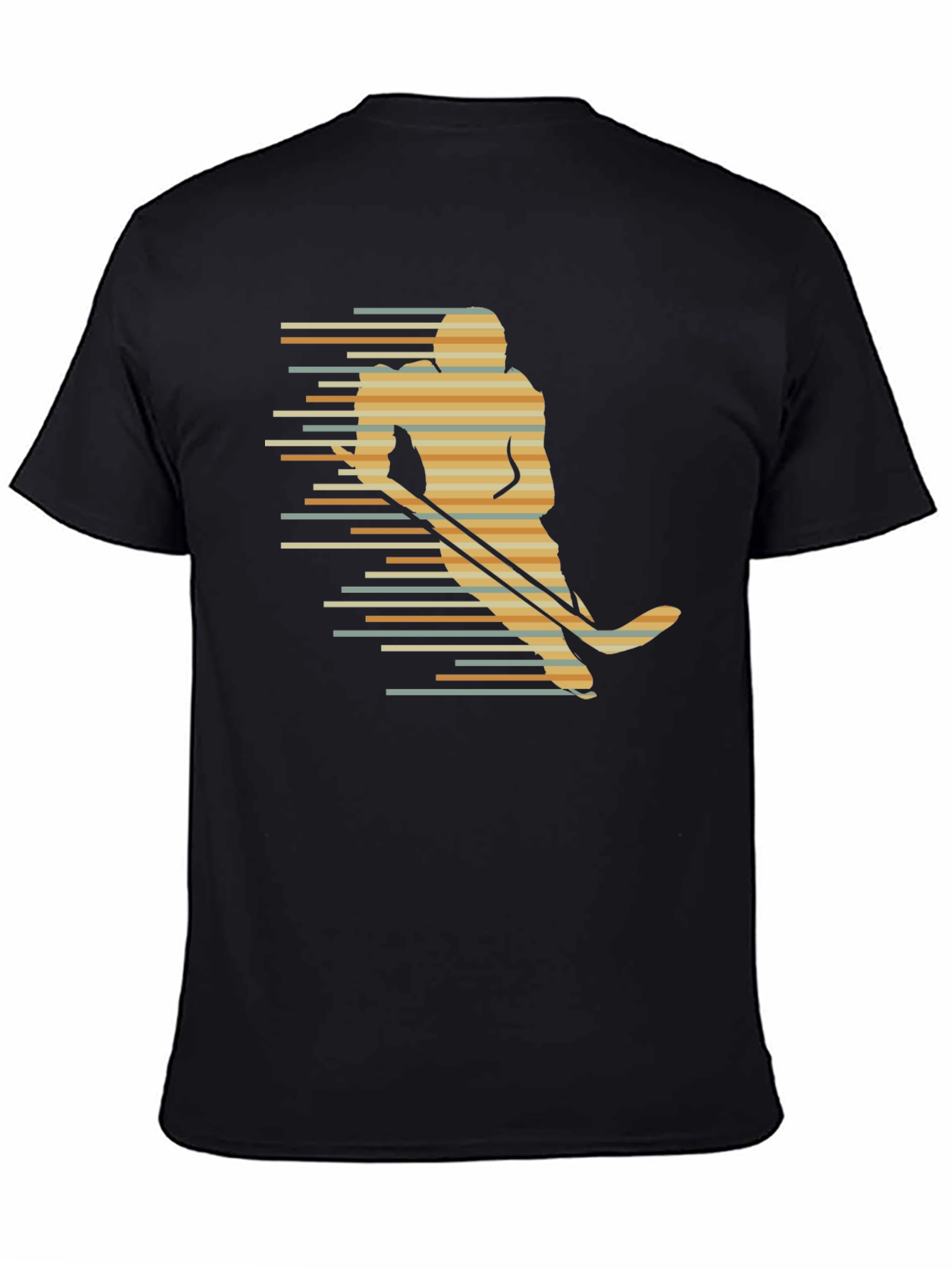 Black Retro Hockey Player Graphic Tee - Black view 4