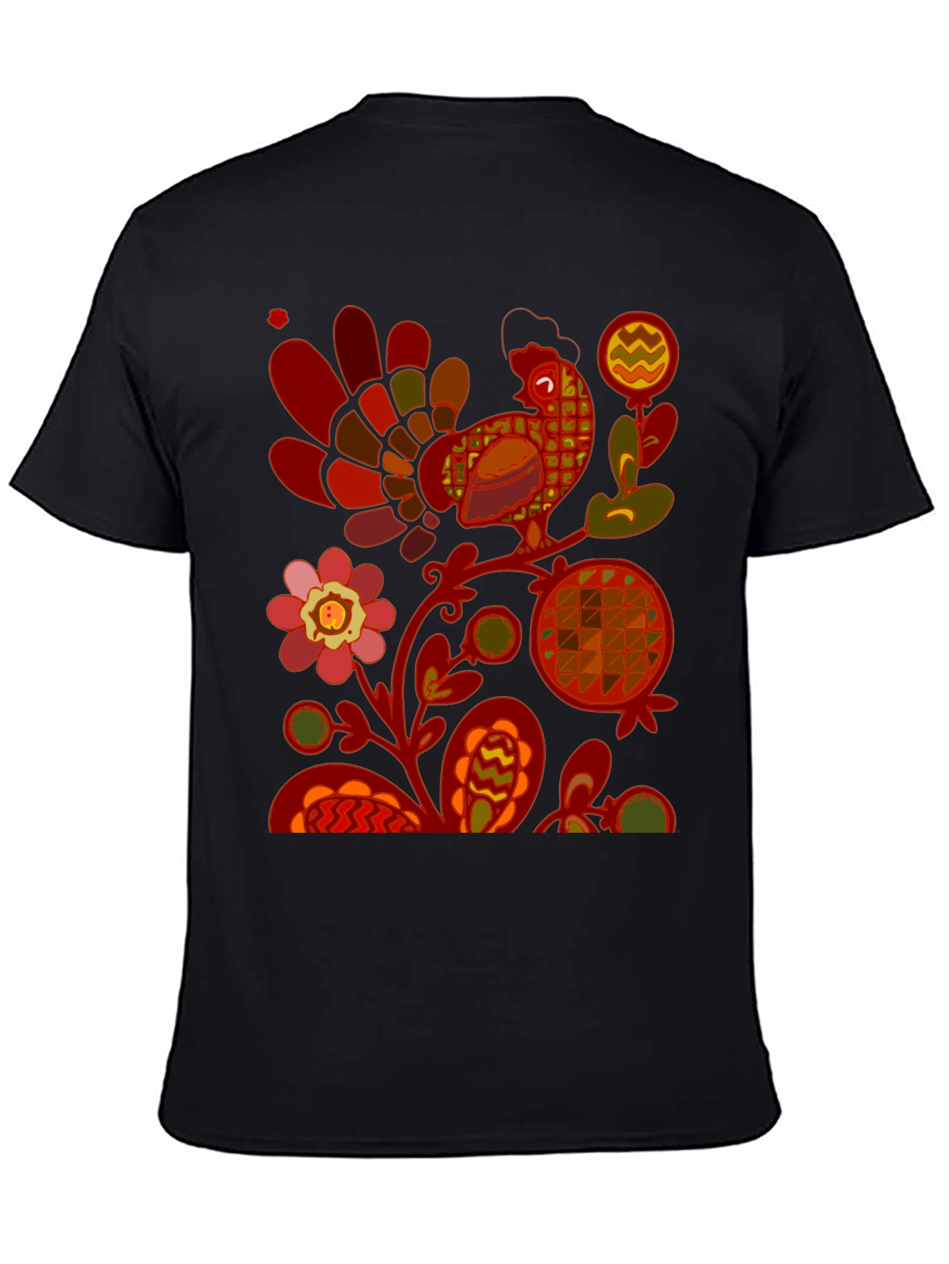 Retro Rooster Graphic Tee - Black Cotton Blend - 4