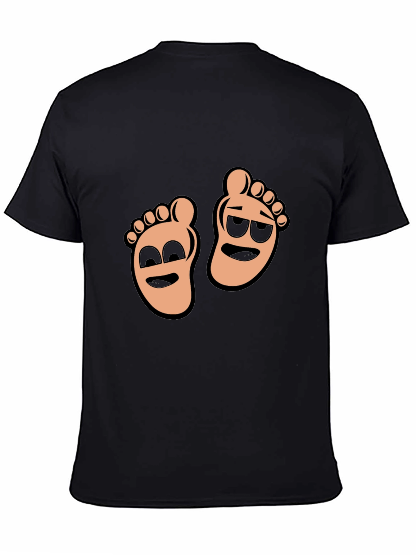 Black Cartoon Feet Graphic T-Shirt - Black view 4