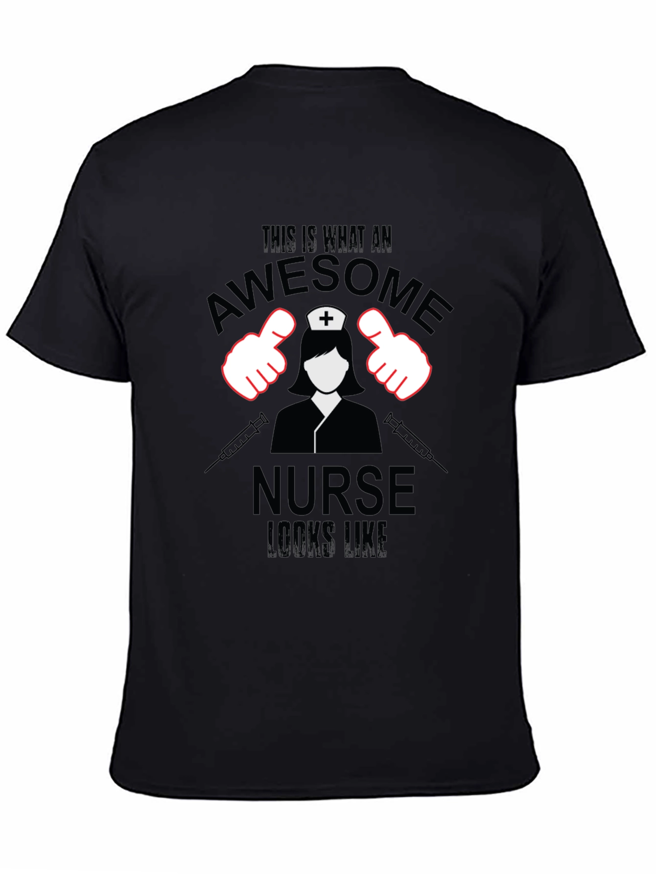 Black Awesome Nurse T-Shirt - Black Cotton Tee view 4