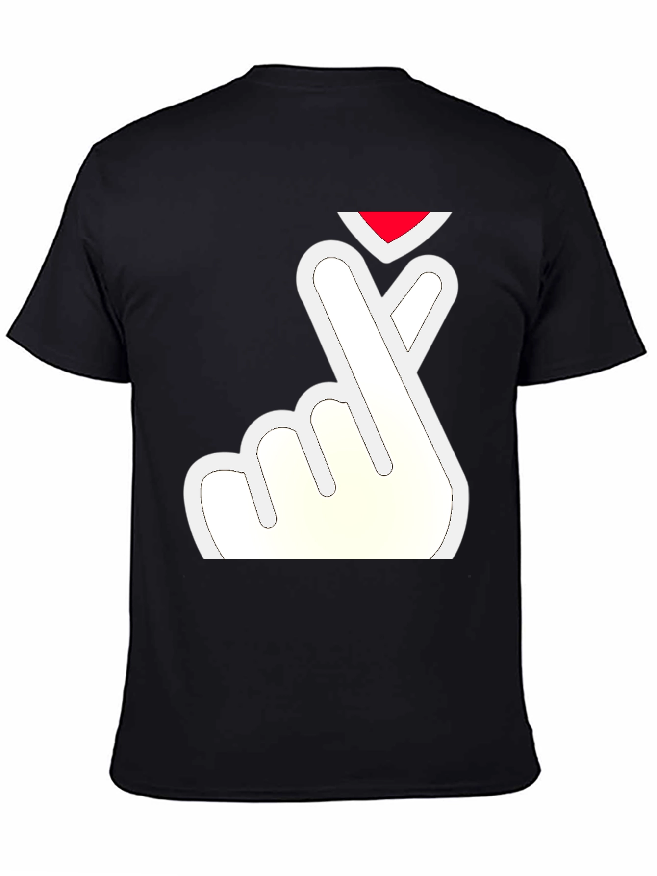 Black Finger Heart T-Shirt - Black Tee view 4