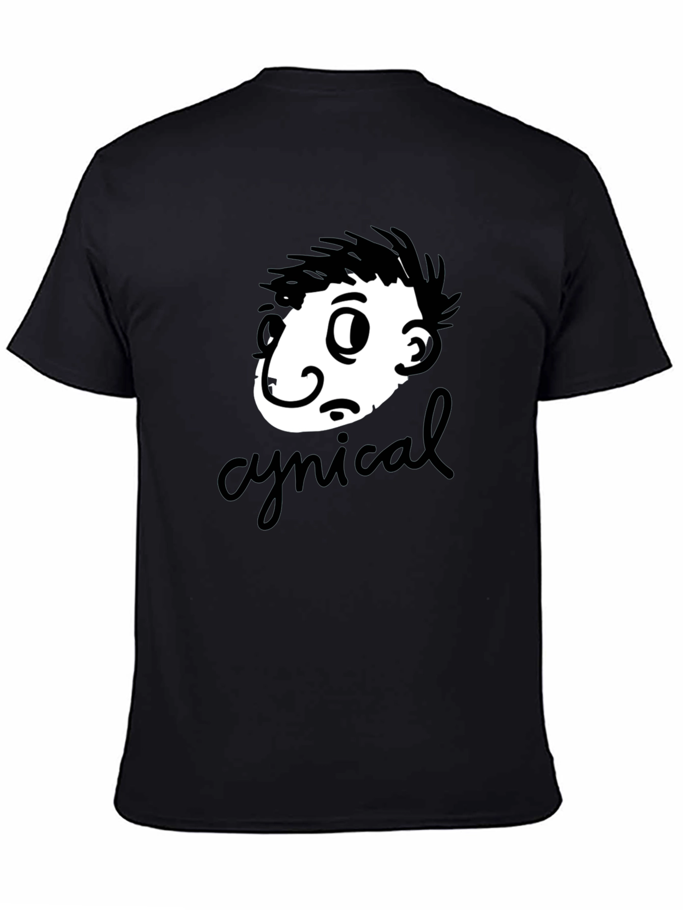 Black Cynical Cartoon Graphic T-Shirt - Black view 4