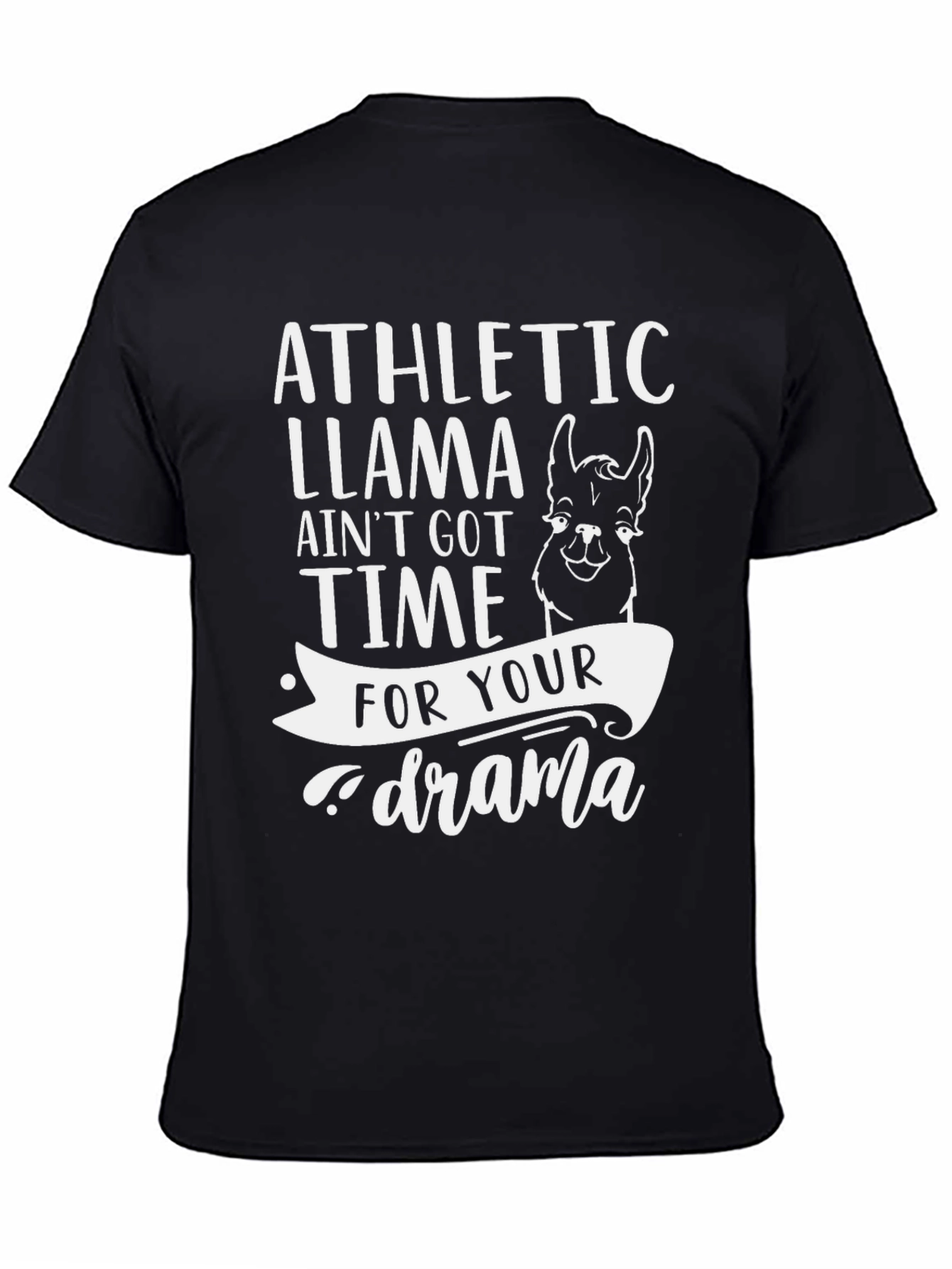 Black Athletic Llama T-Shirt - No Time For Drama! view 4