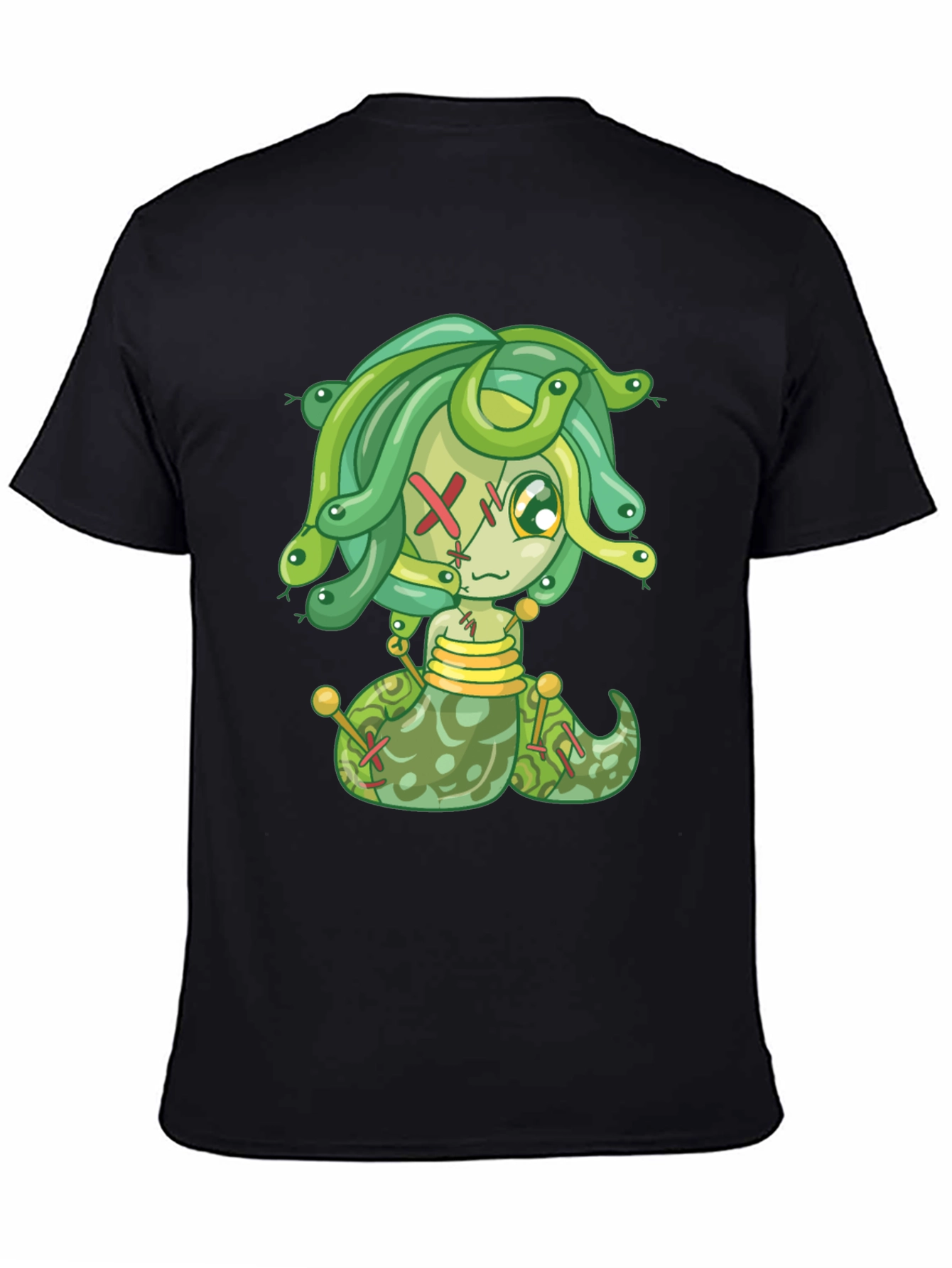 Black Medusa Cartoon Graphic Tee - Black view 4