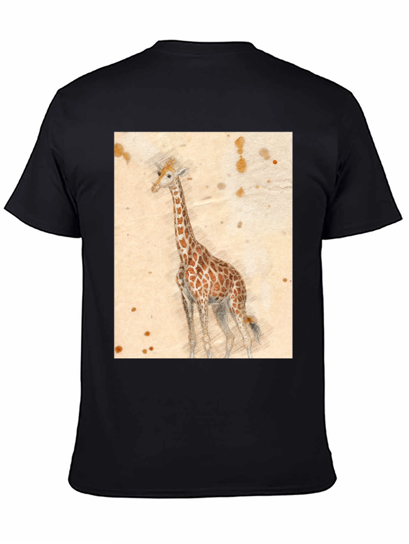 Black Giraffe Sketch T-Shirt - Unique Graphic Tee view 4