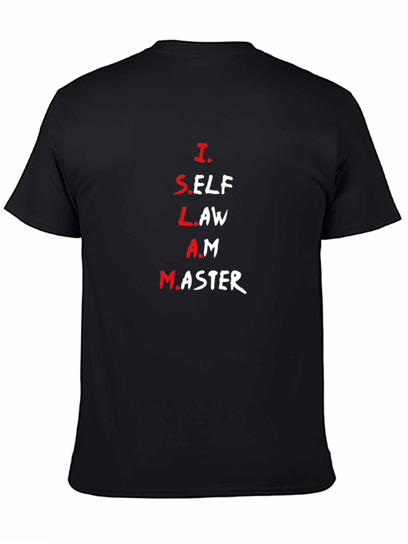Black Islam Acronym Black T-Shirt - Self Law Master Tee view 4