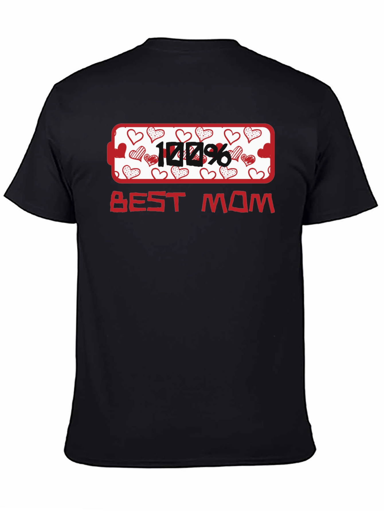 Black 100% Best Mom Heart Graphic T-Shirt view 4