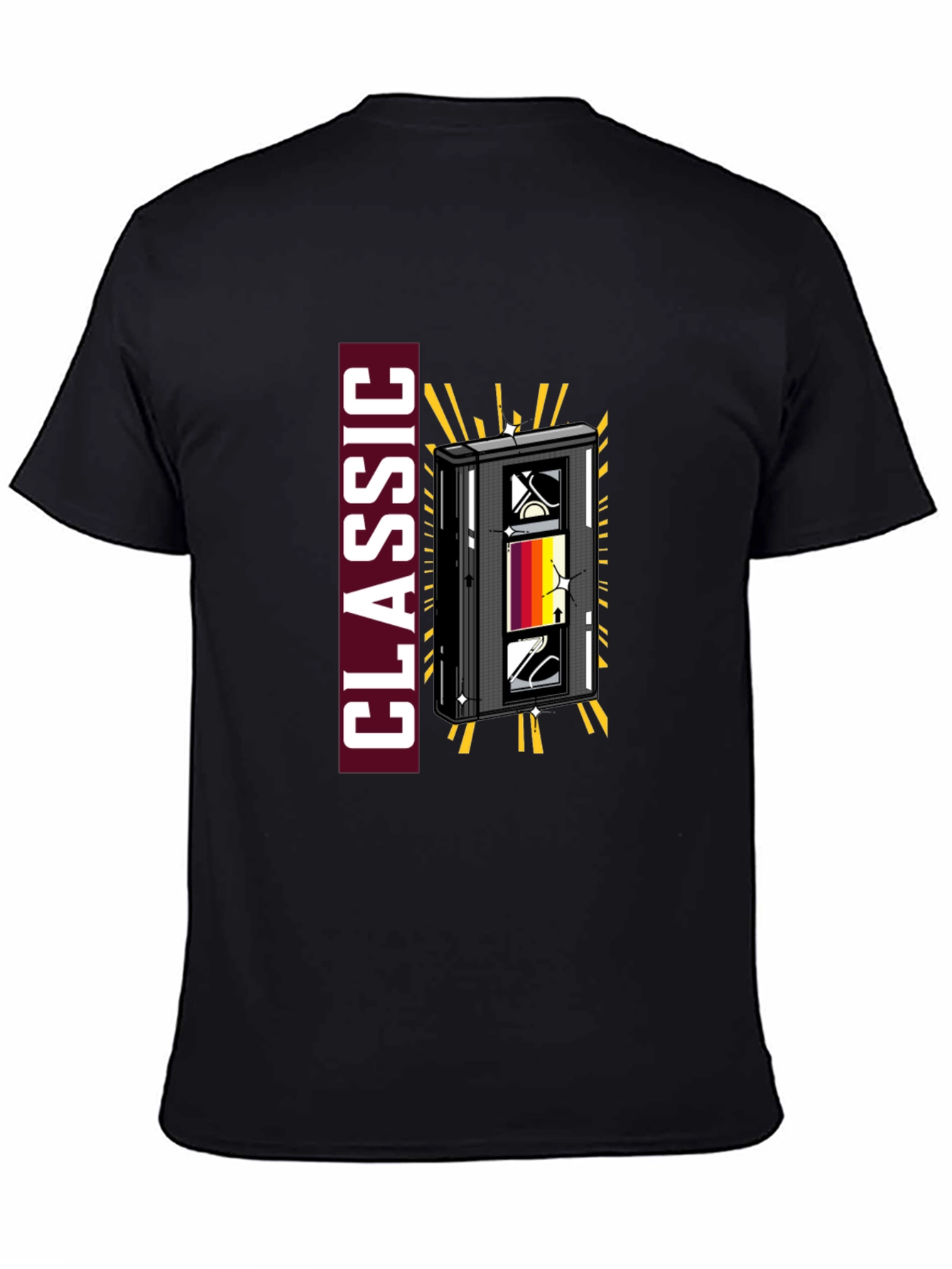 Black Retro Cassette Classic Graphic Tee view 4