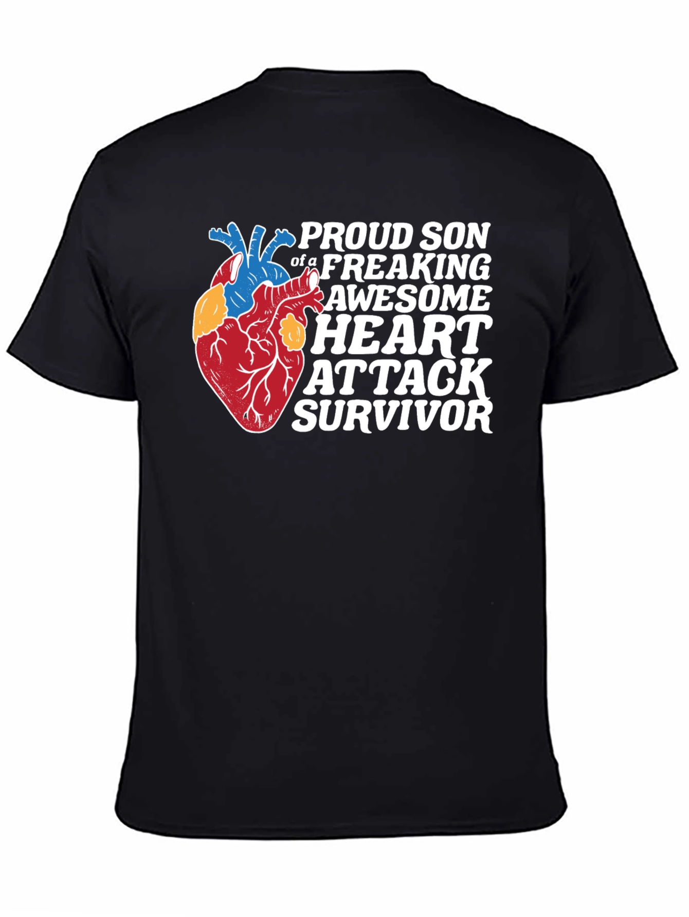 Black Proud Son Heart Attack Survivor Graphic Tee view 4