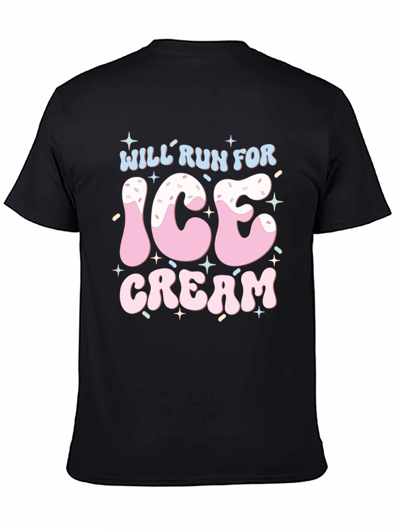 Black Will Run For Ice Cream T-Shirt Black view 4