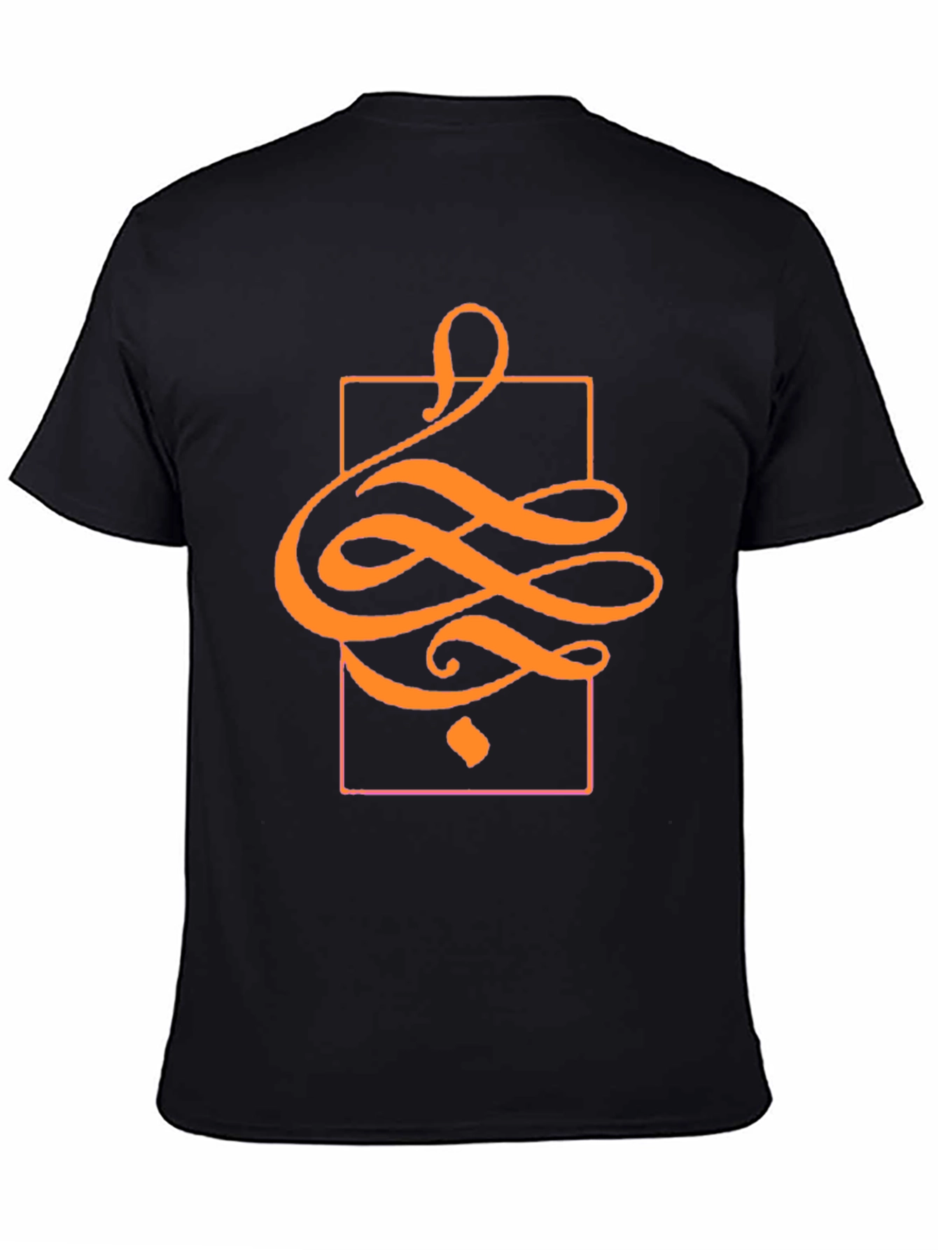 Black Stylish Black T-Shirt with Abstract Orange Design view 4