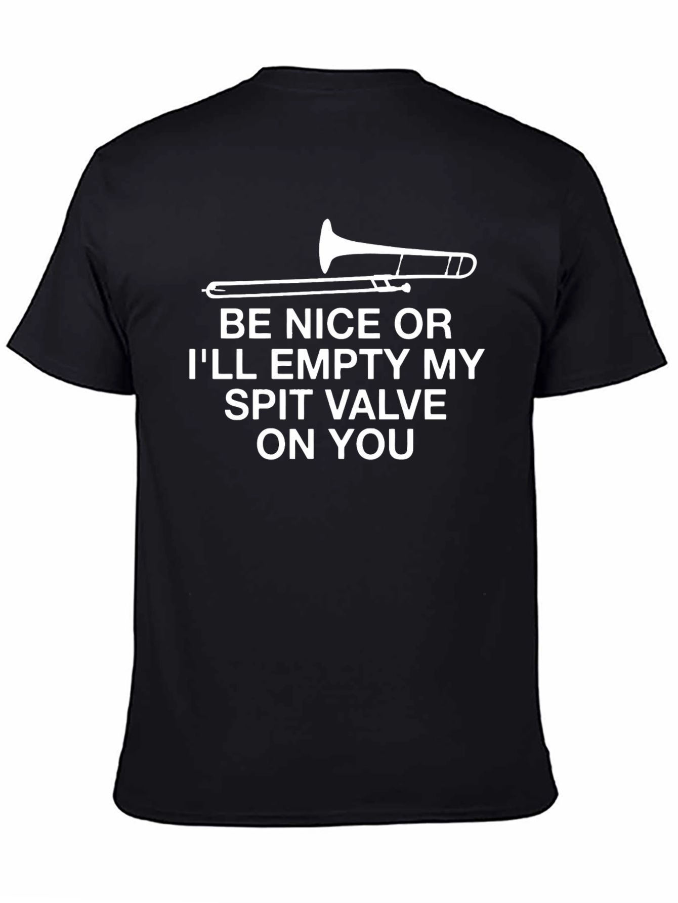 Black Trombone Spit Valve Funny Graphic T-Shirt view 4