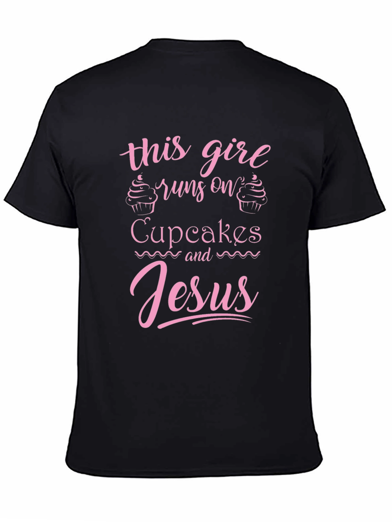 Black Runs on Cupcakes and Jesus Graphic T-Shirt view 4