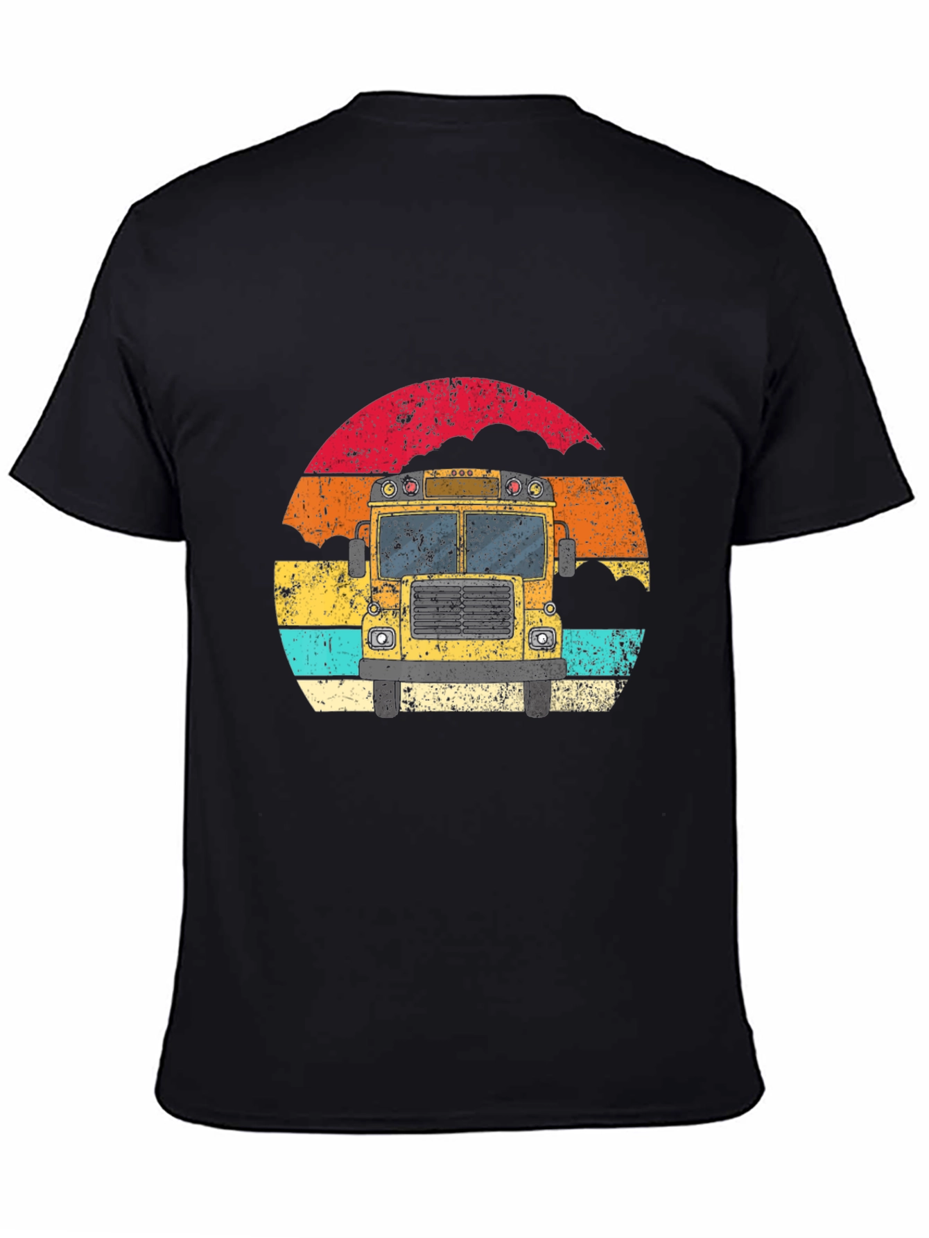 Black Retro School Bus Graphic Tee - Vintage Style T-Shirt view 4