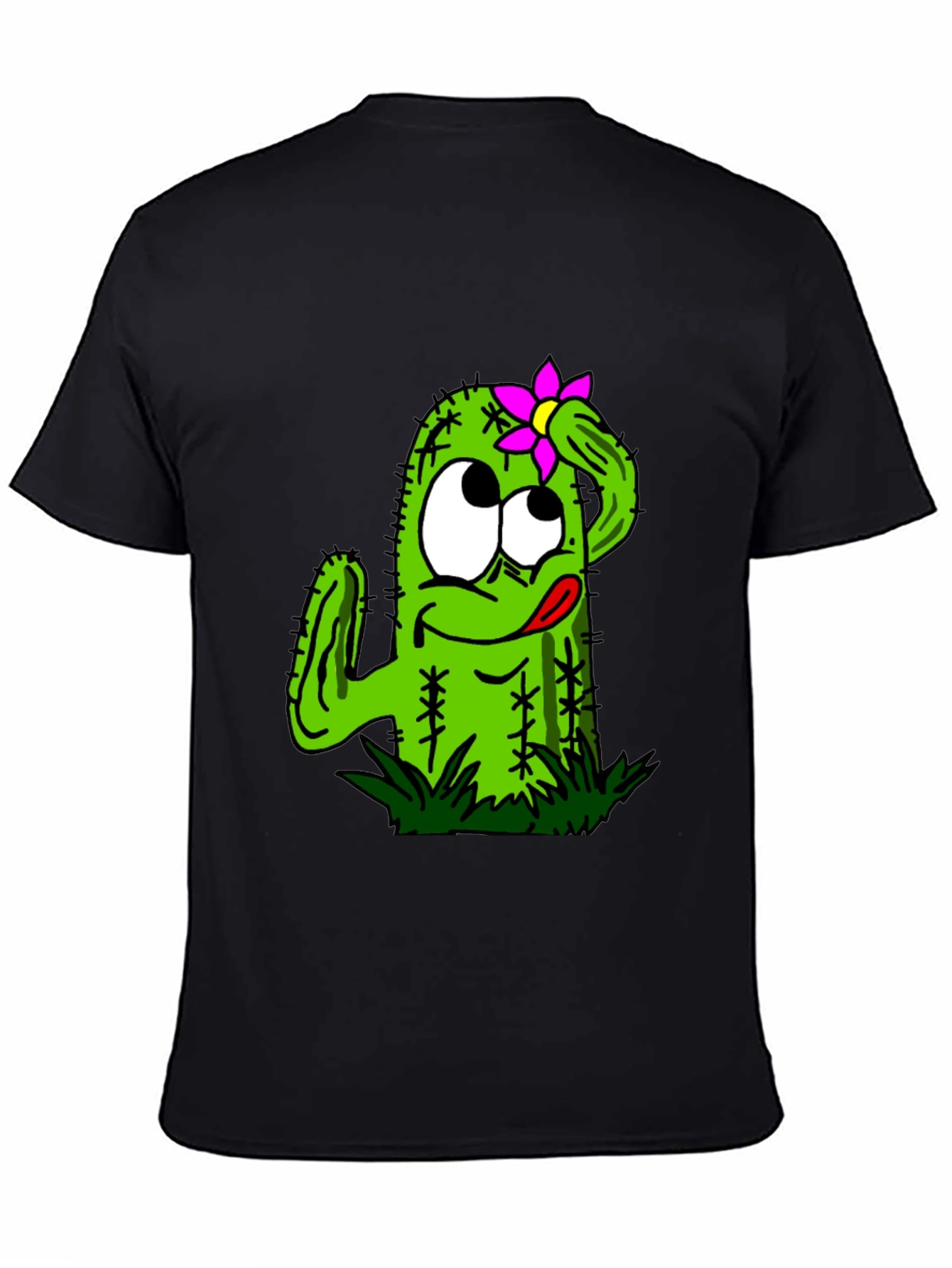 Black Funny Cactus Graphic Tee - Black Unisex T-Shirt view 4