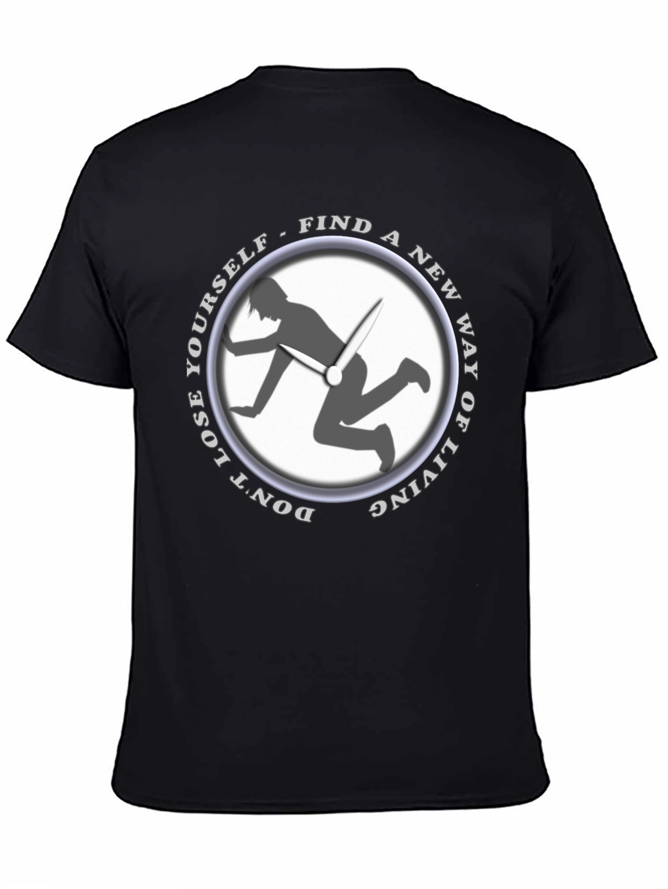 Black Men's Black Graphic Tee - Find a New Way of Living view 4