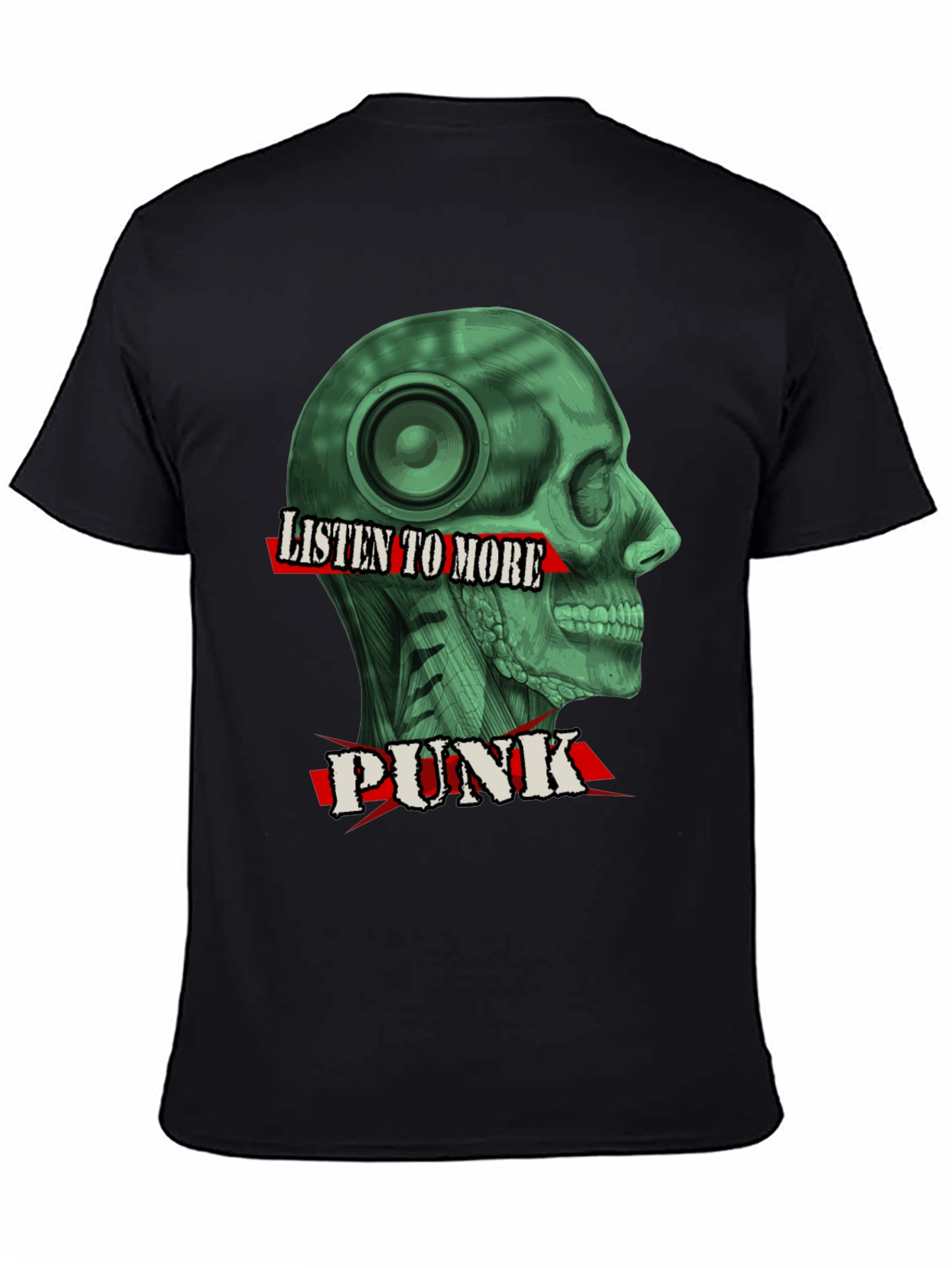 Black Listen to More Punk T-Shirt - Graphic Tee view 4