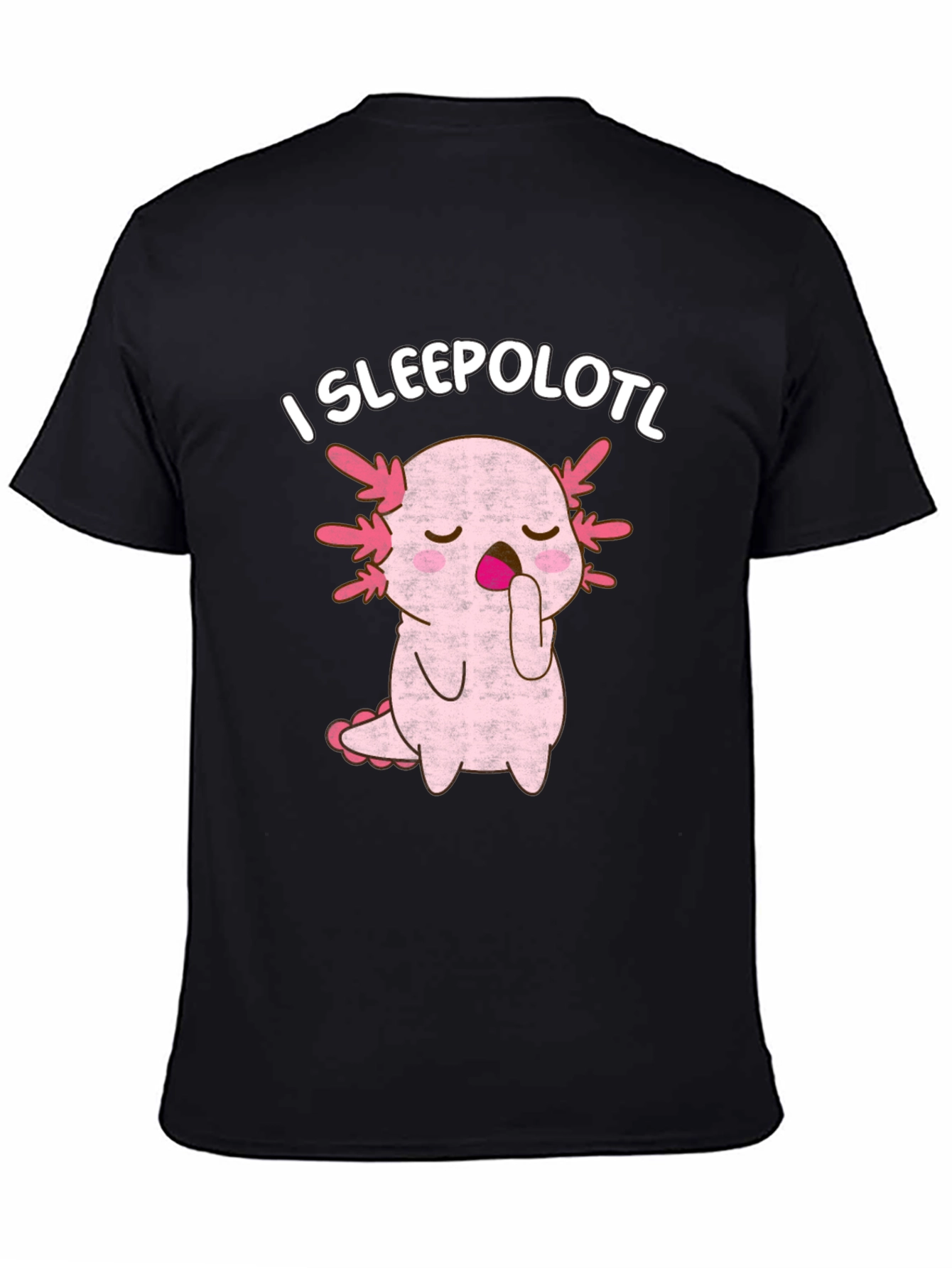 Black I Sleepolotl T-Shirt - Cute Axolotl Sleeping Tee view 4