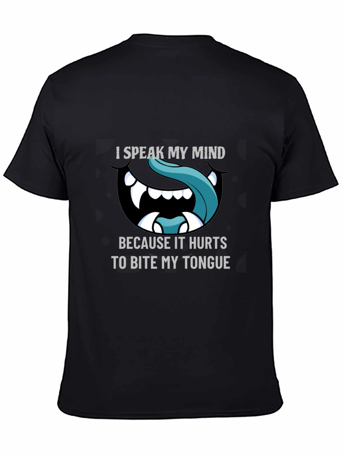 Black Speak My Mind Graphic Tee - Funny Tongue Bite Shirt view 4