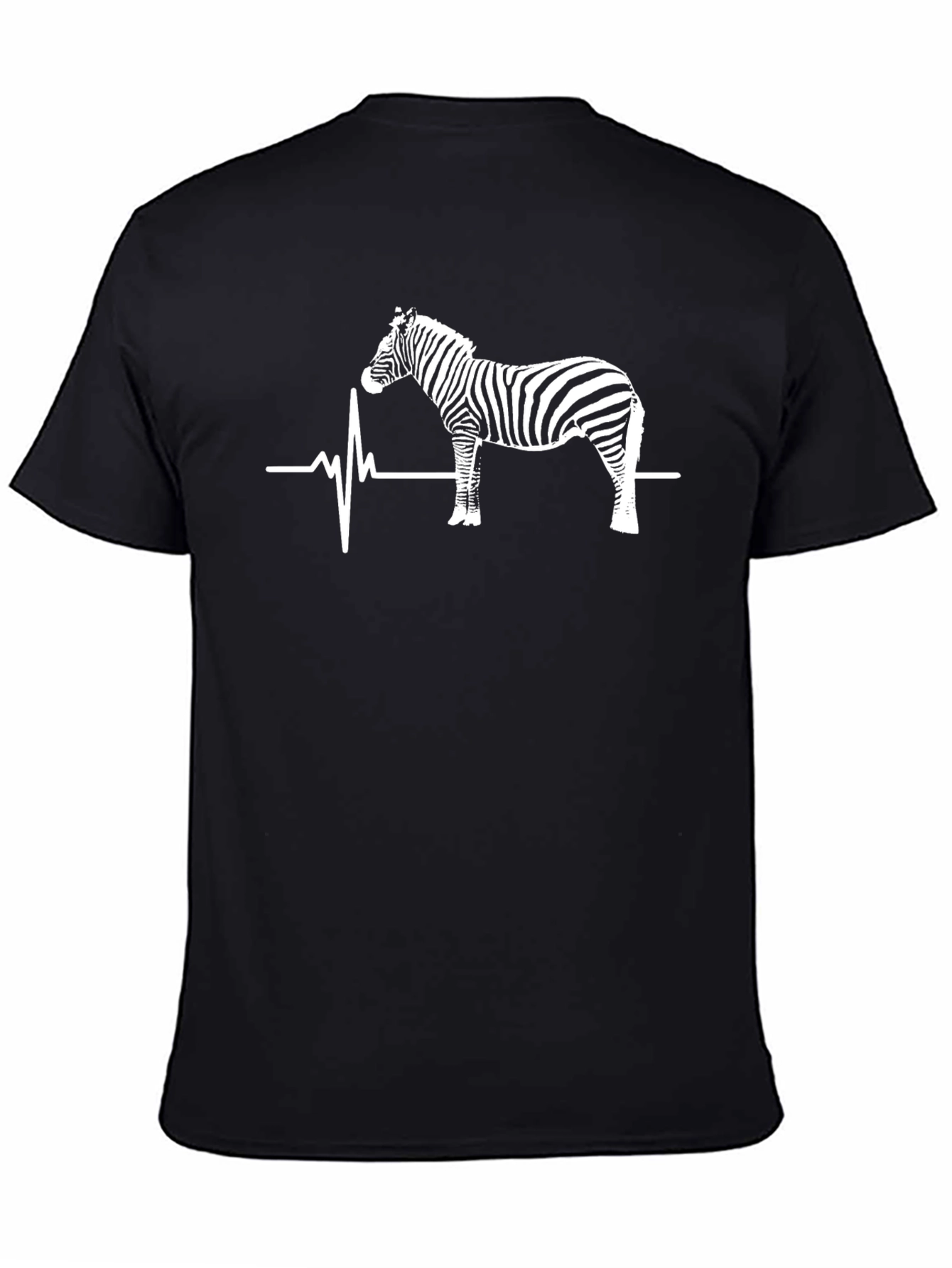Black Zebra Heartbeat Graphic T-Shirt - Black Cotton Tee view 4
