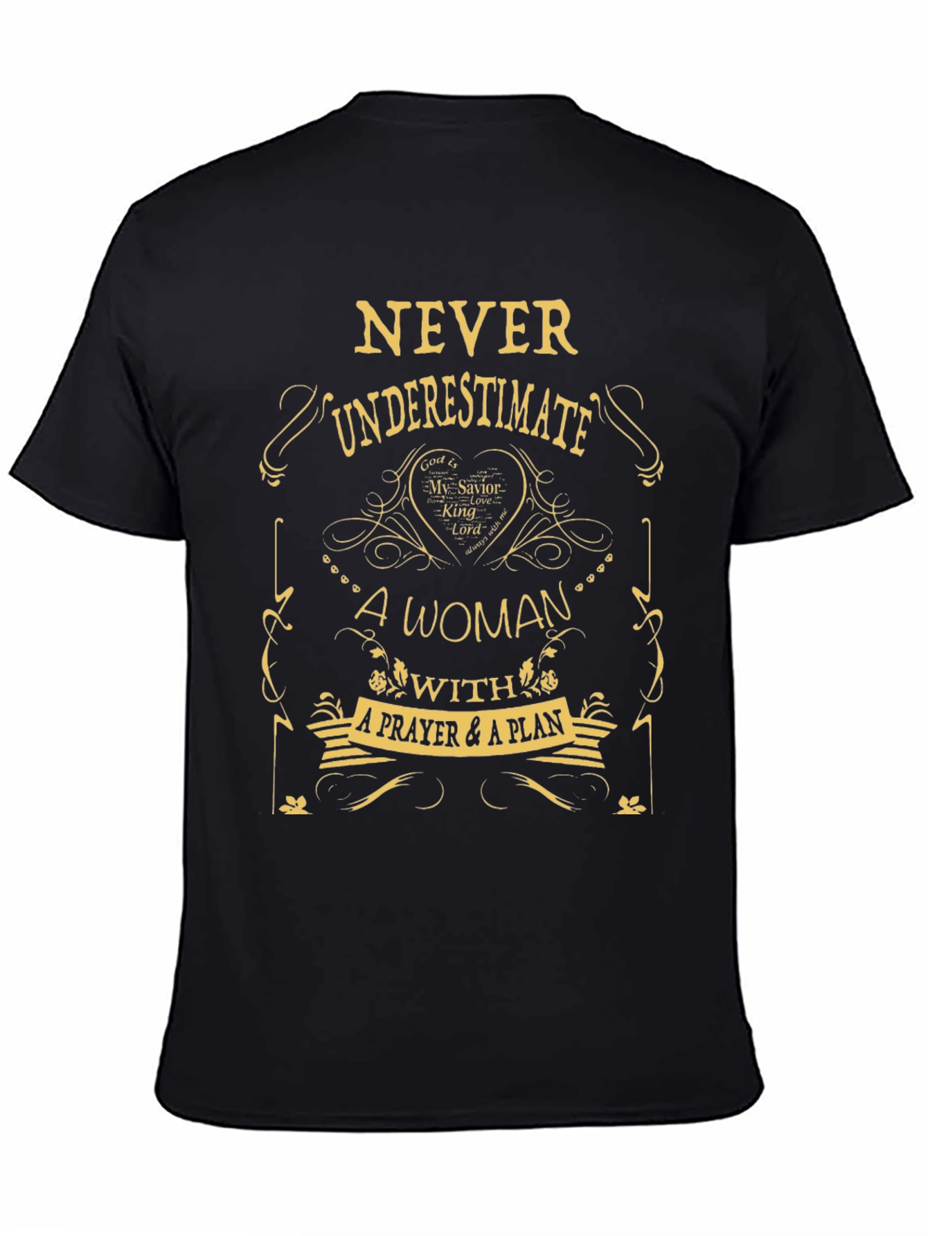 Black Never Underestimate Woman Prayer Plan T-Shirt view 4