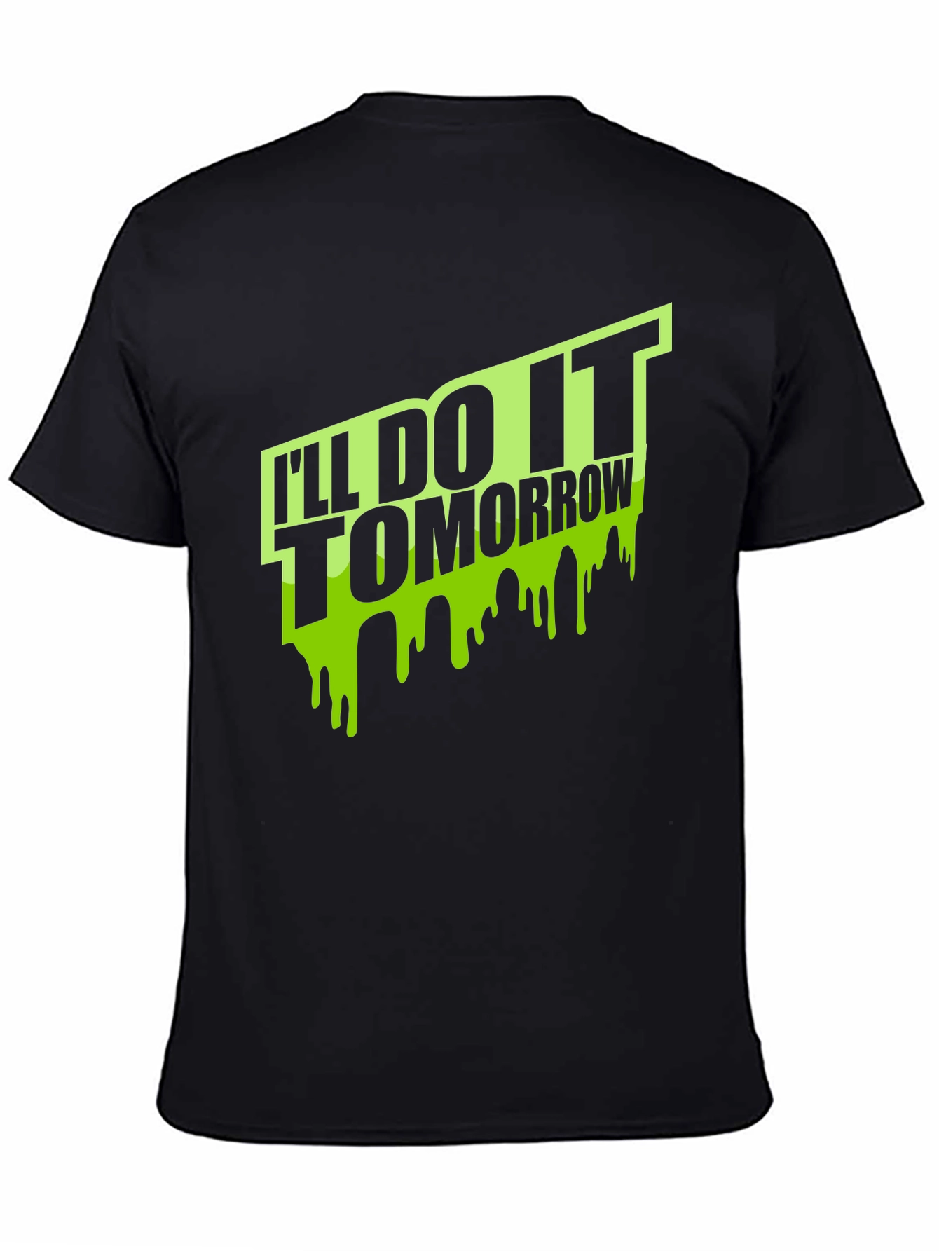 Black I'll Do It Tomorrow Men's Black T-Shirt view 4