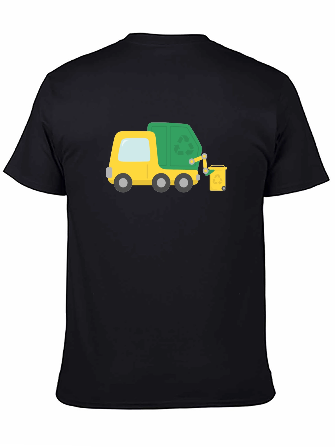 Black Garbage Truck Cartoon Black T-Shirt view 4