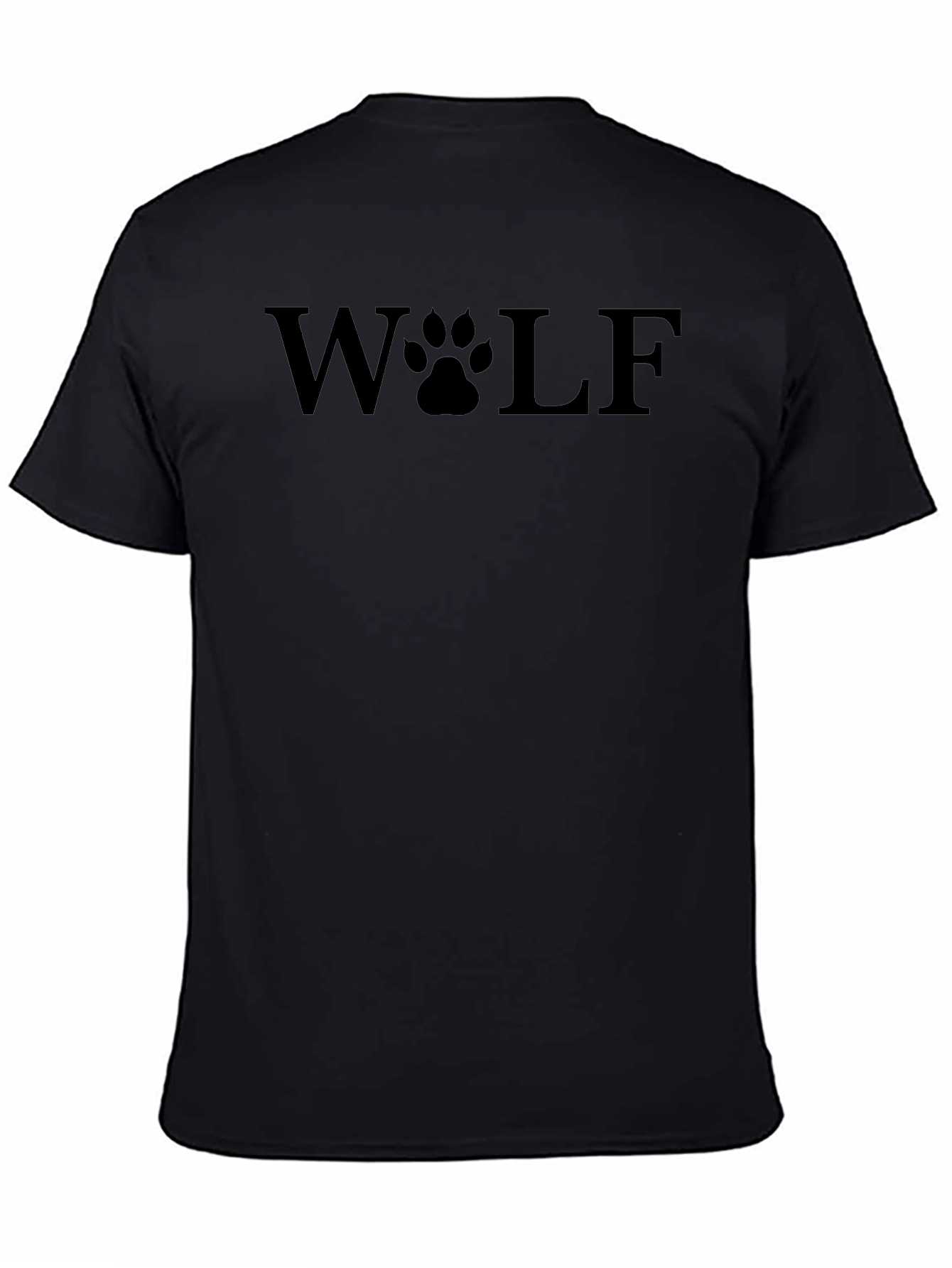 Black Wolf Paw Print Graphic Black T-Shirt view 4