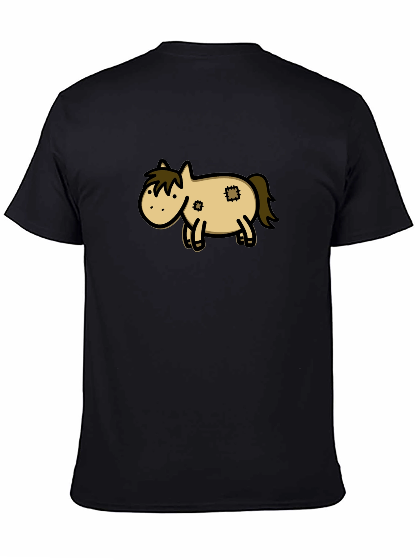 Black Horse Cartoon Black T-Shirt view 4