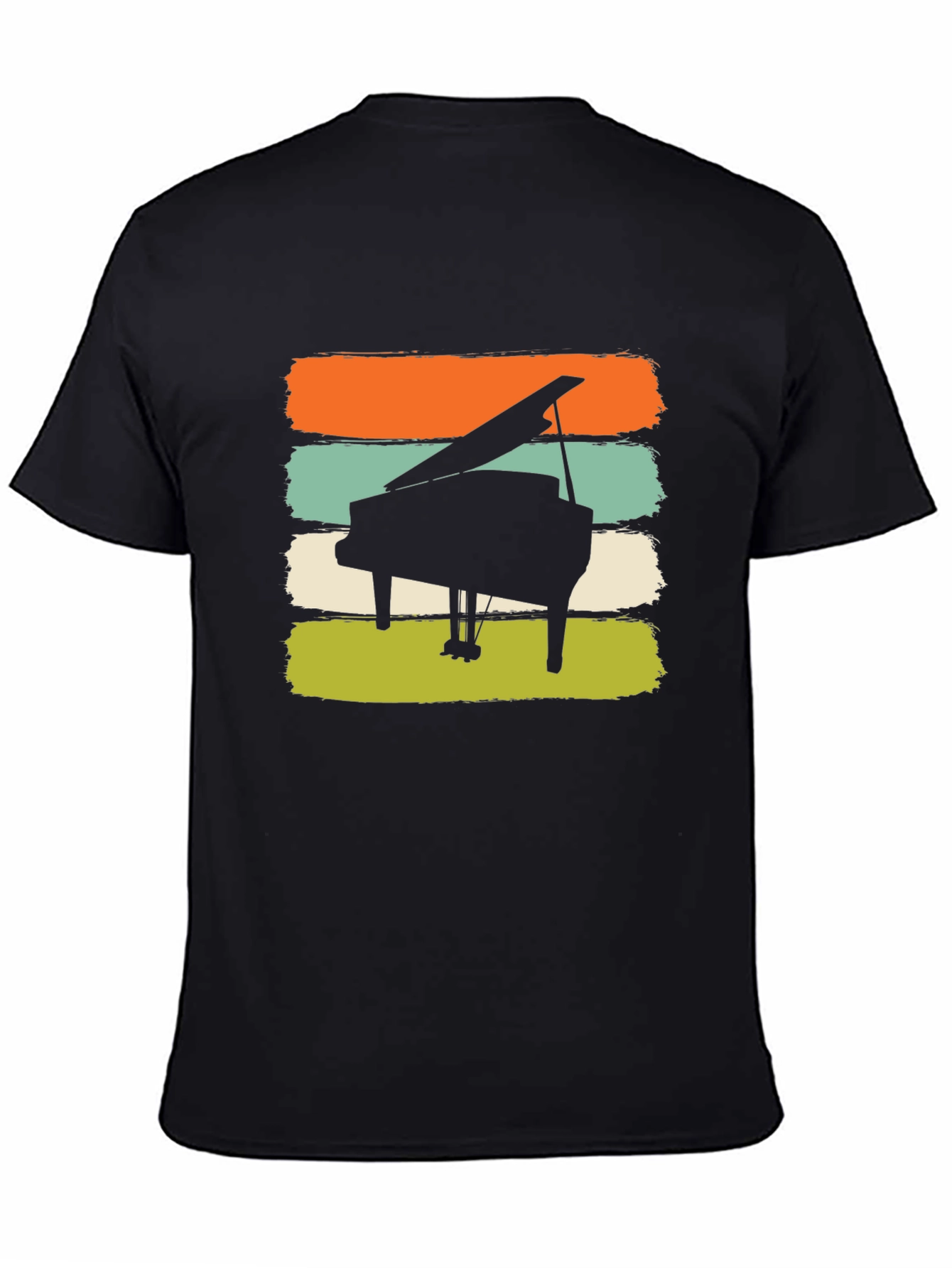 Black Retro Piano Graphic Tee - Music Lover's Shirt view 4